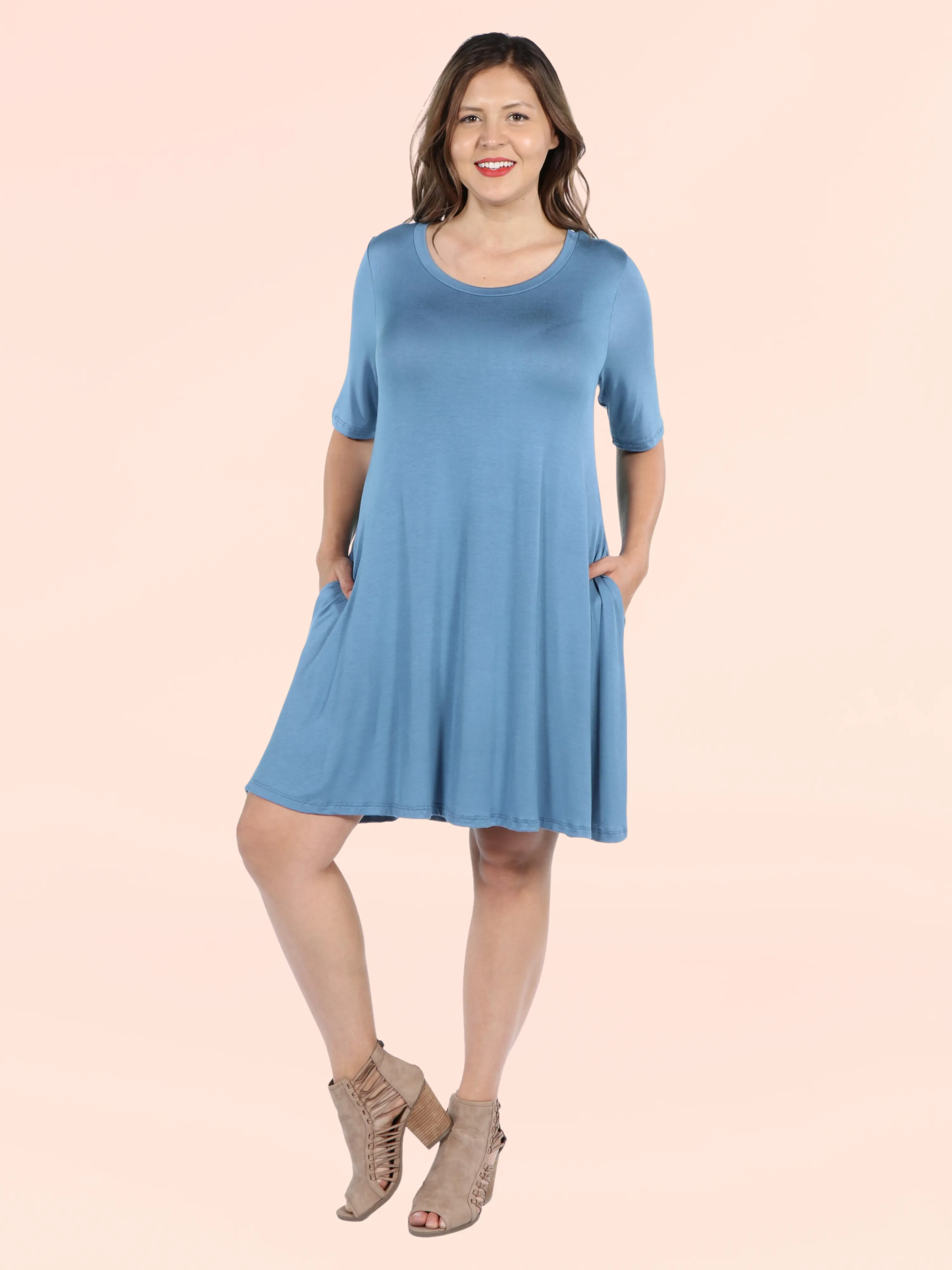 Knee Length Plus Size Pocket T Shirt Dress sold by 24/7 Comfort Apparel