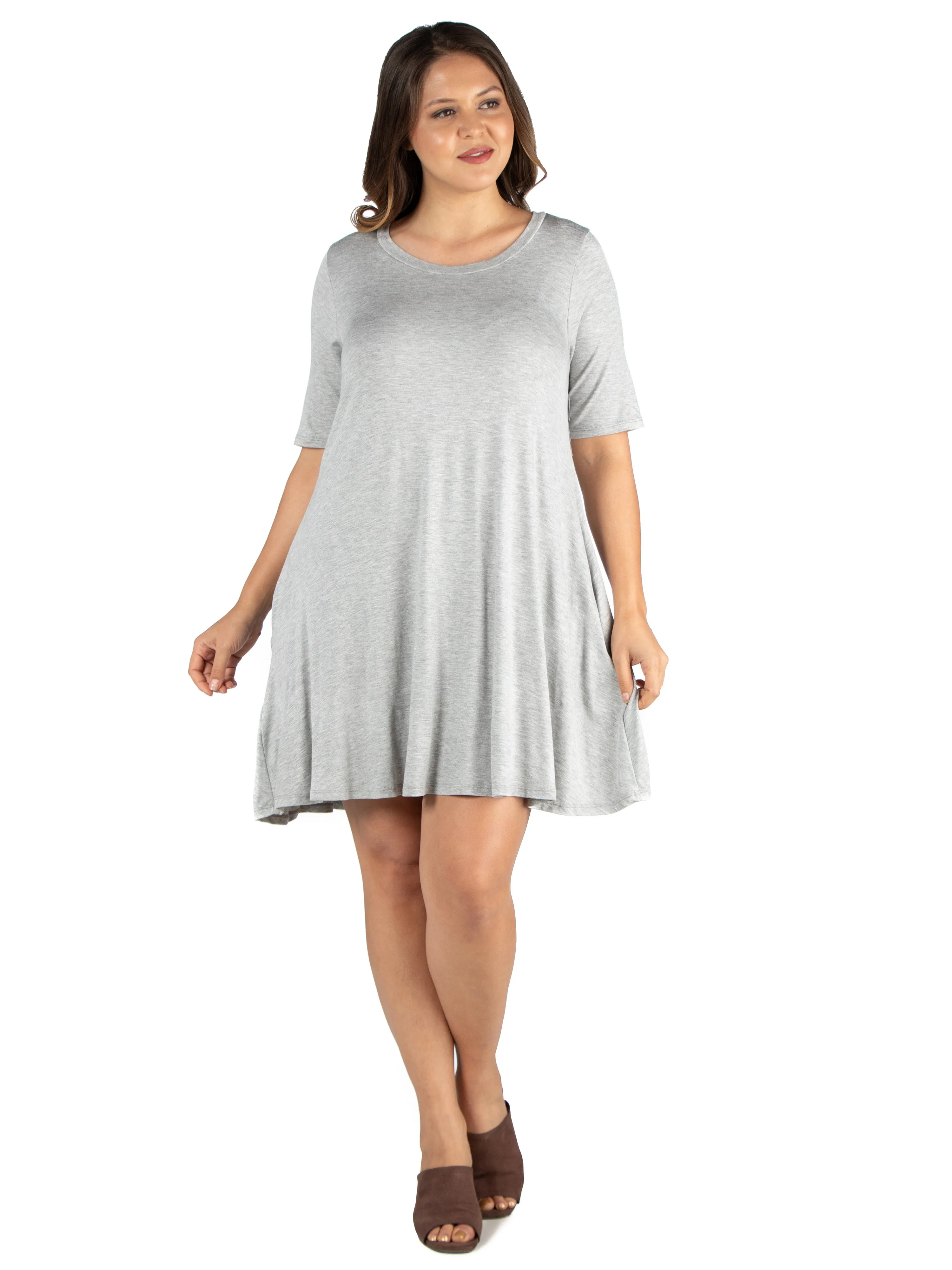 Knee Length Plus Size Pocket T Shirt Dress sold by 24/7 Comfort Apparel product image thumbnail 4