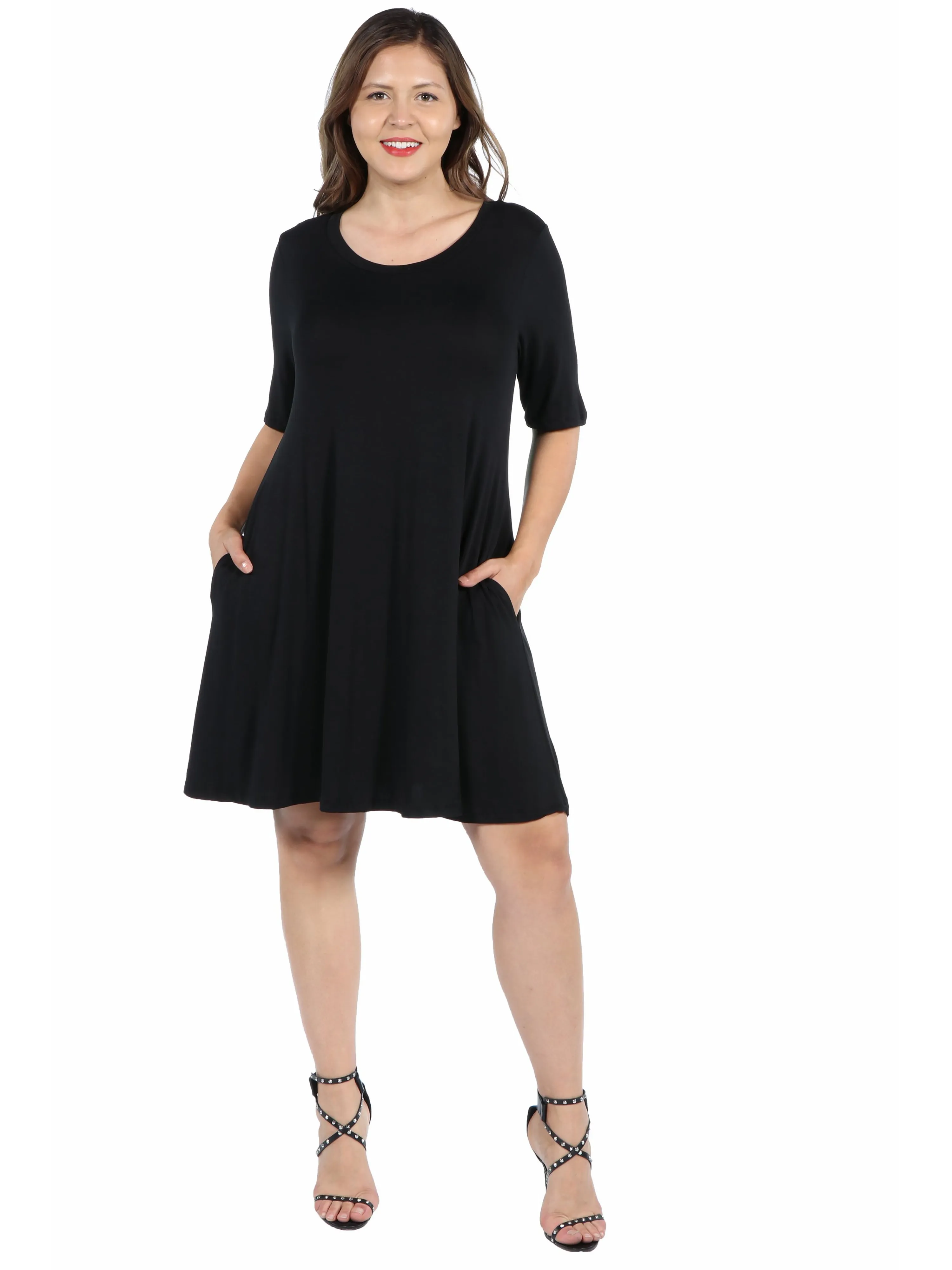 Knee Length Plus Size Pocket T Shirt Dress sold by 24/7 Comfort Apparel product image thumbnail 3