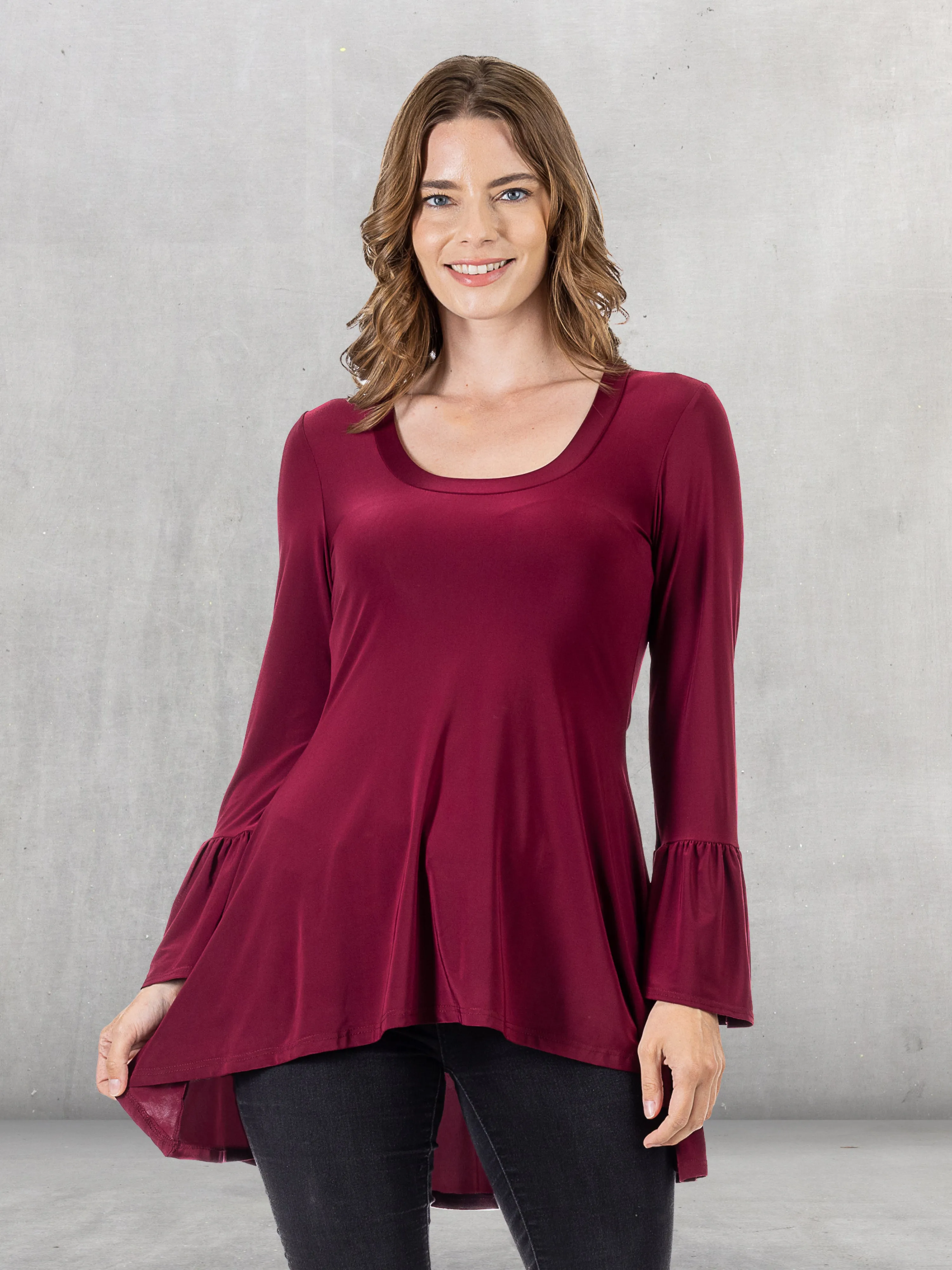 Long Bell Sleeve High Low Tunic Top sold by 24/7 Comfort Apparel product image thumbnail 2