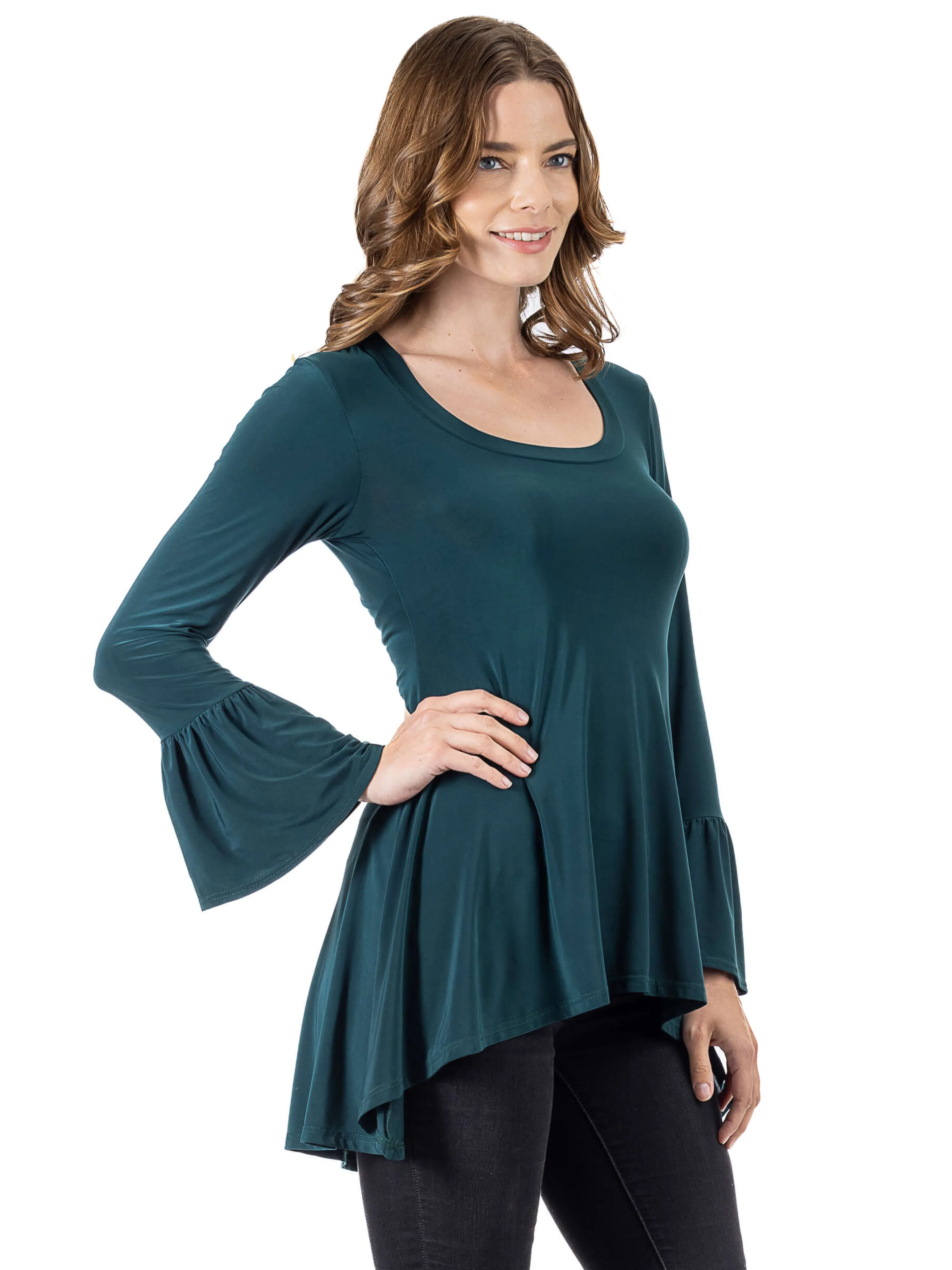 Long Bell Sleeve High Low Tunic Top sold by 24/7 Comfort Apparel product image thumbnail 3