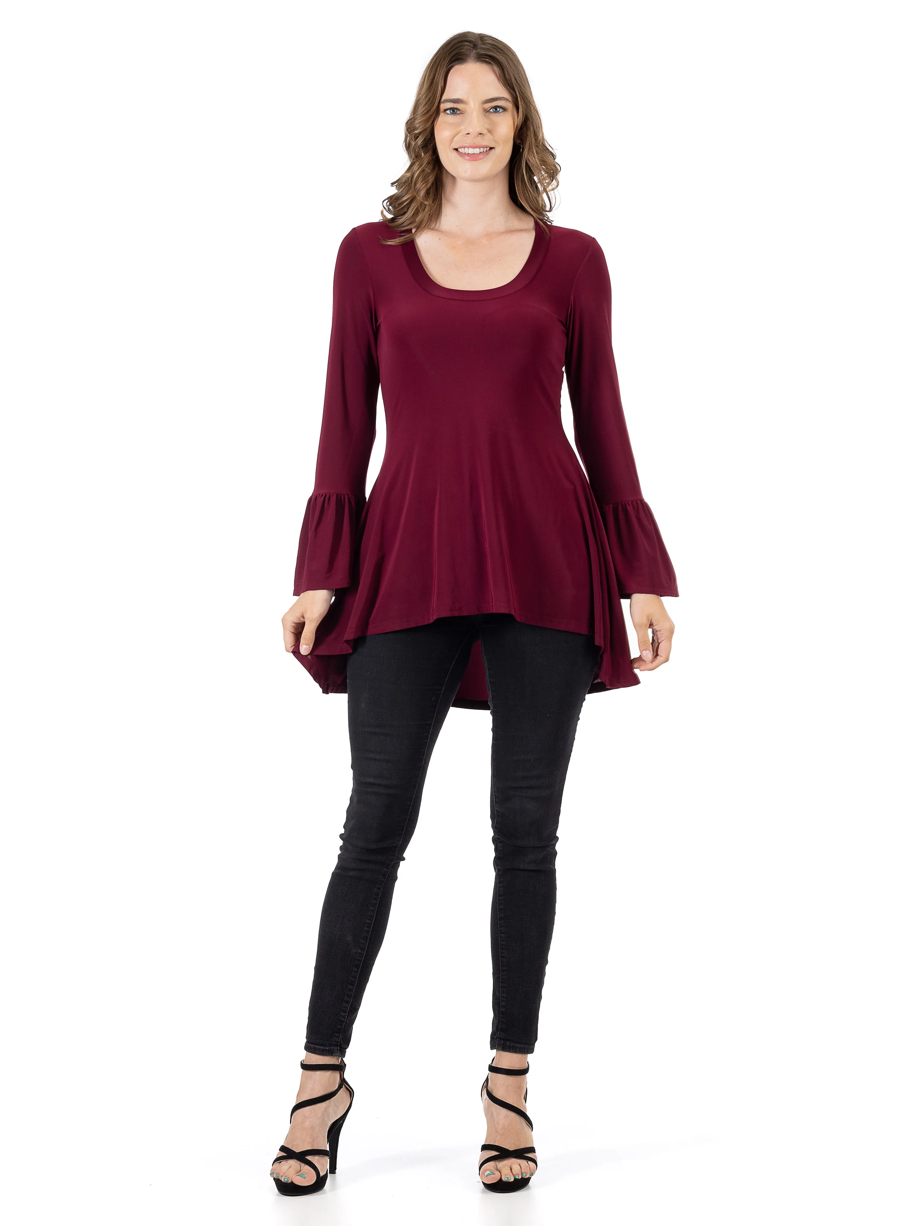Long Bell Sleeve High Low Tunic Top sold by 24/7 Comfort Apparel product image thumbnail 4