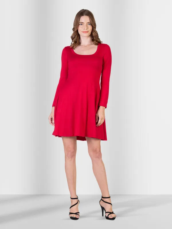 Classic Long Sleeve Flared Mini Dress sold by 24/7 Comfort Apparel