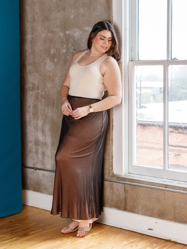 Plus Size Solid Color Sheer Overlay Elastic Waist Dressy Maxi Skirt sold by 24/7 Comfort Apparel