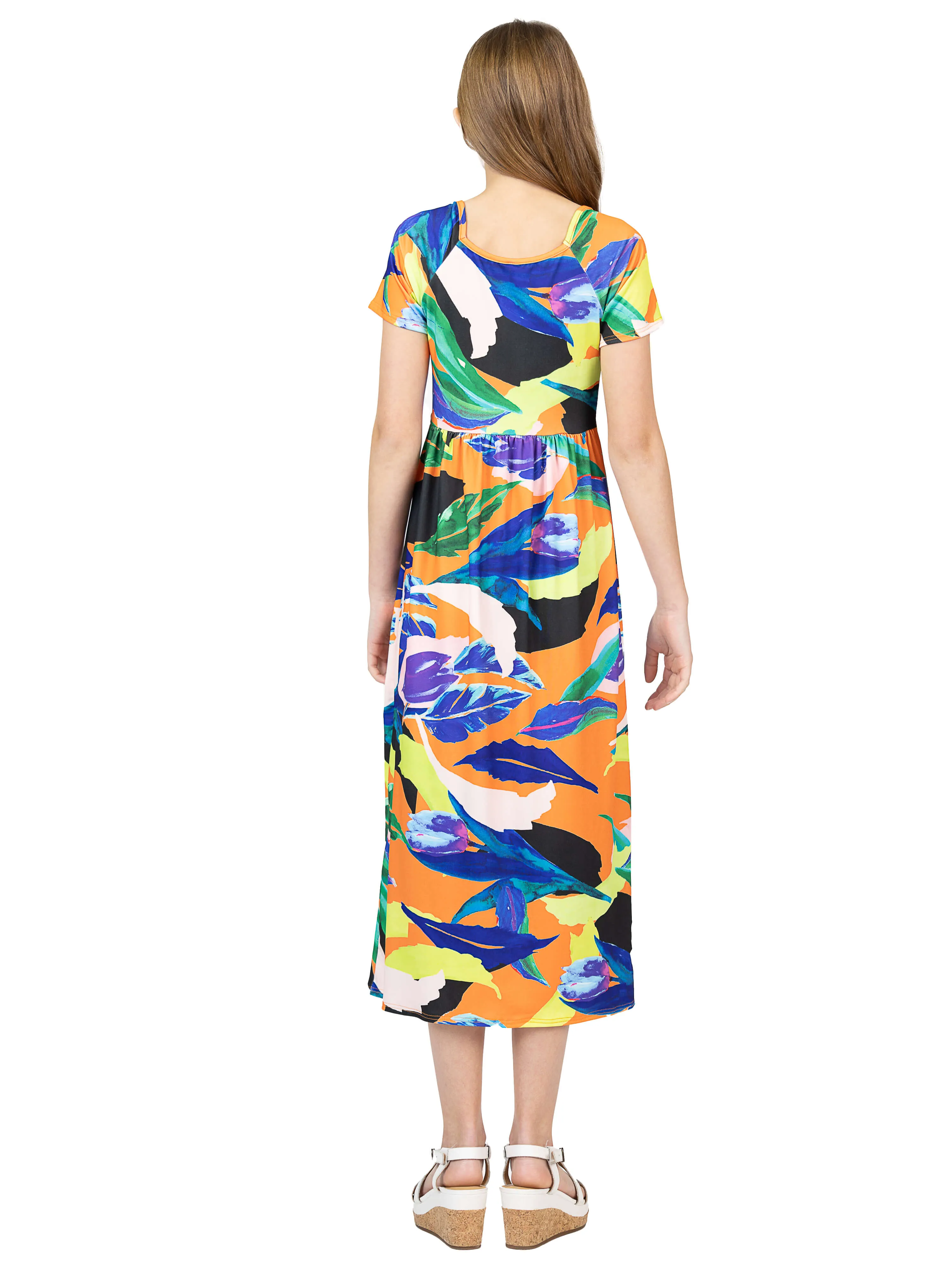 24sevenkid Girls Bright Floral Print Short Sleeve Maxi Dress sold by 24/7 Comfort Apparel product image thumbnail 5