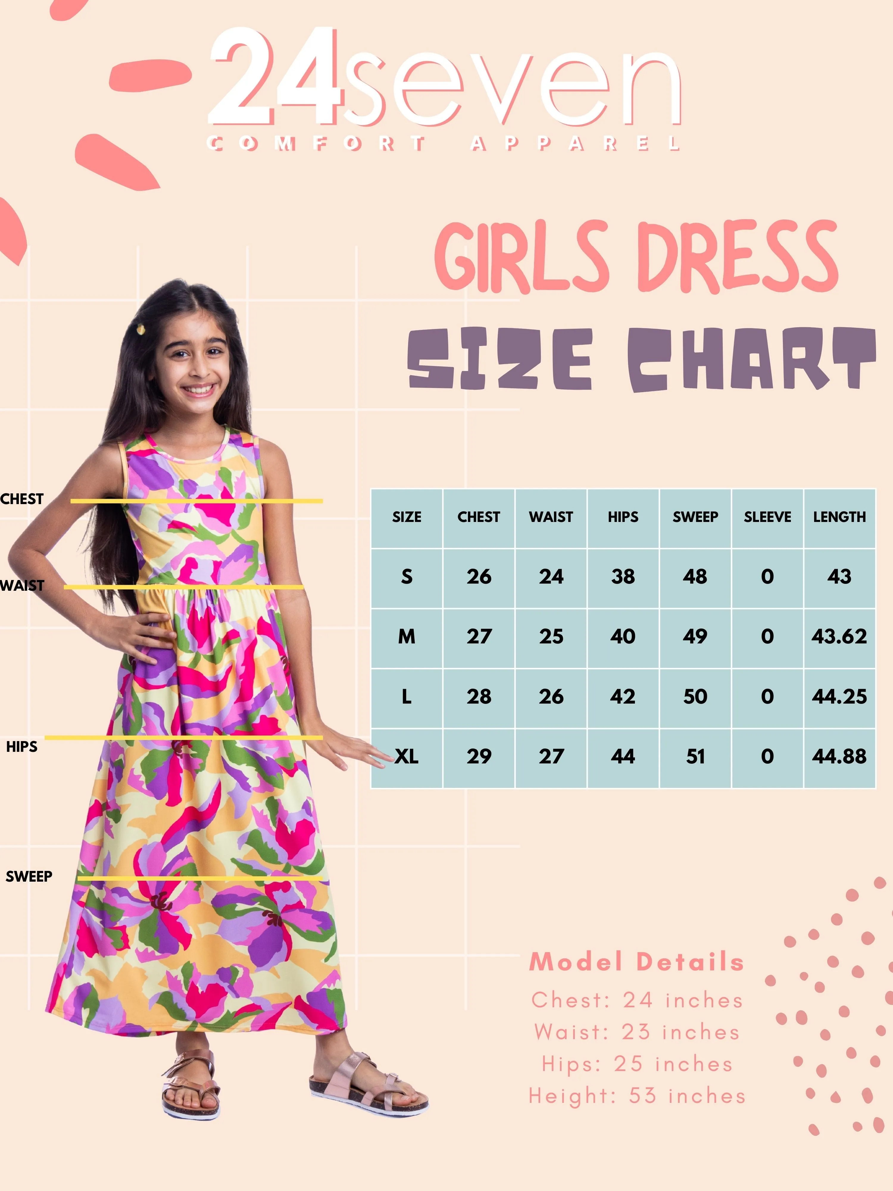 Girls Colorful Floral Print Sleeveless Maxi Dress sold by 24/7 Comfort Apparel product image thumbnail 3