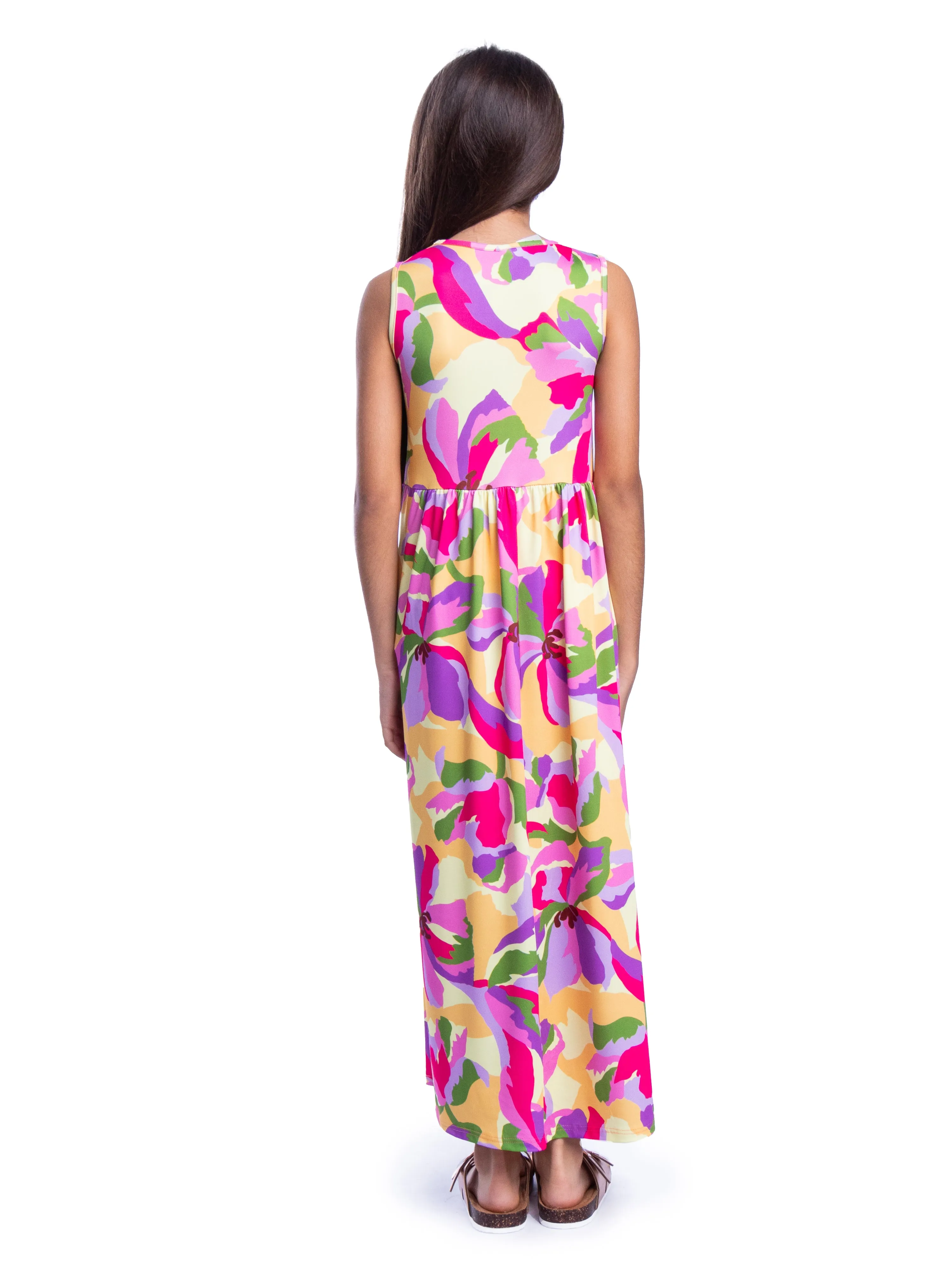 Girls Colorful Floral Print Sleeveless Maxi Dress sold by 24/7 Comfort Apparel product image thumbnail 5