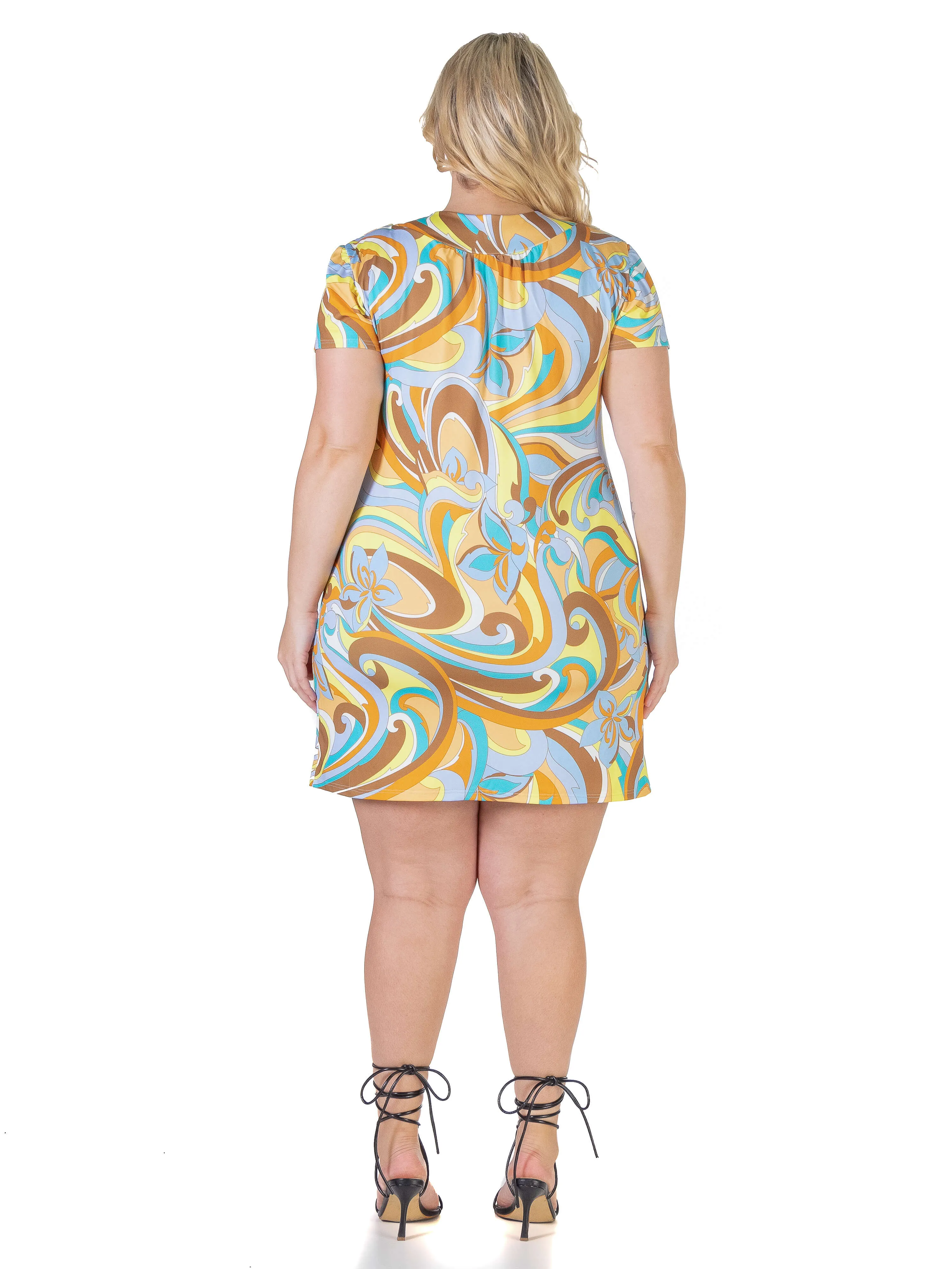 Blue Short Sleeve Loose Casual Plus Size Mini Dress sold by 24/7 Comfort Apparel product image thumbnail 3
