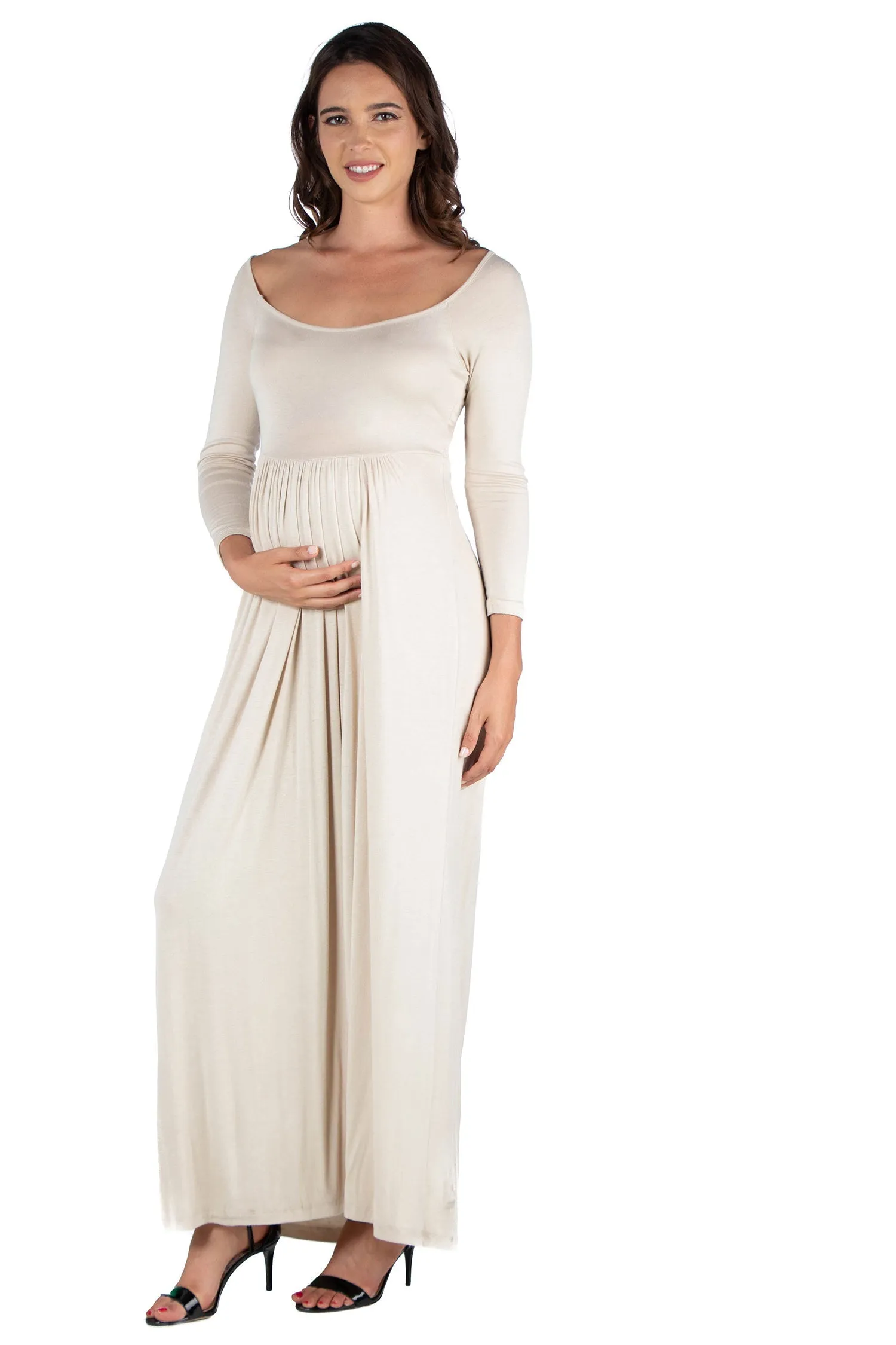Empire Waist Long Sleeve Maternity Maxi Dress sold by 24/7 Comfort Apparel product image thumbnail 3