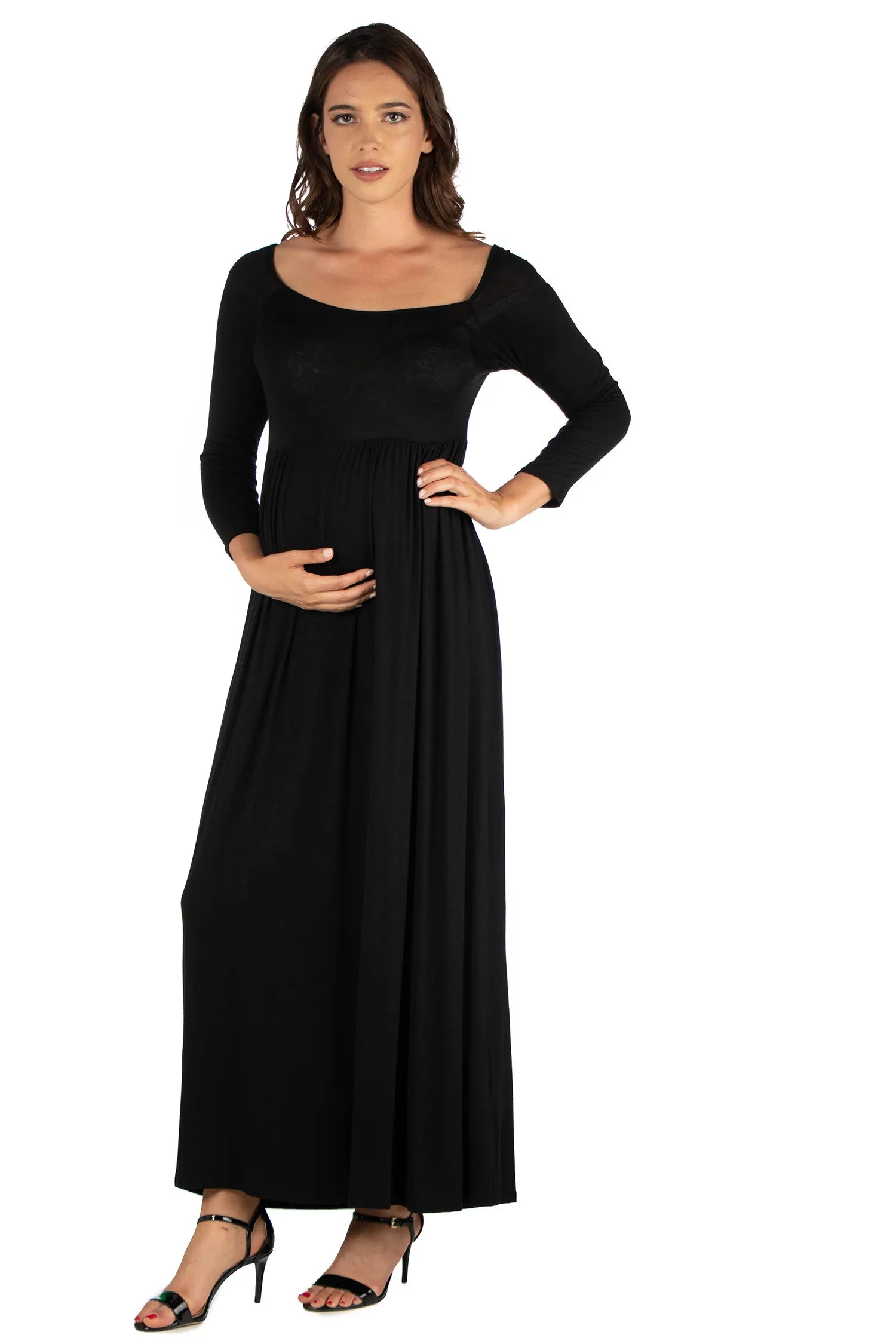 Empire Waist Long Sleeve Maternity Maxi Dress sold by 24/7 Comfort Apparel product image thumbnail 4