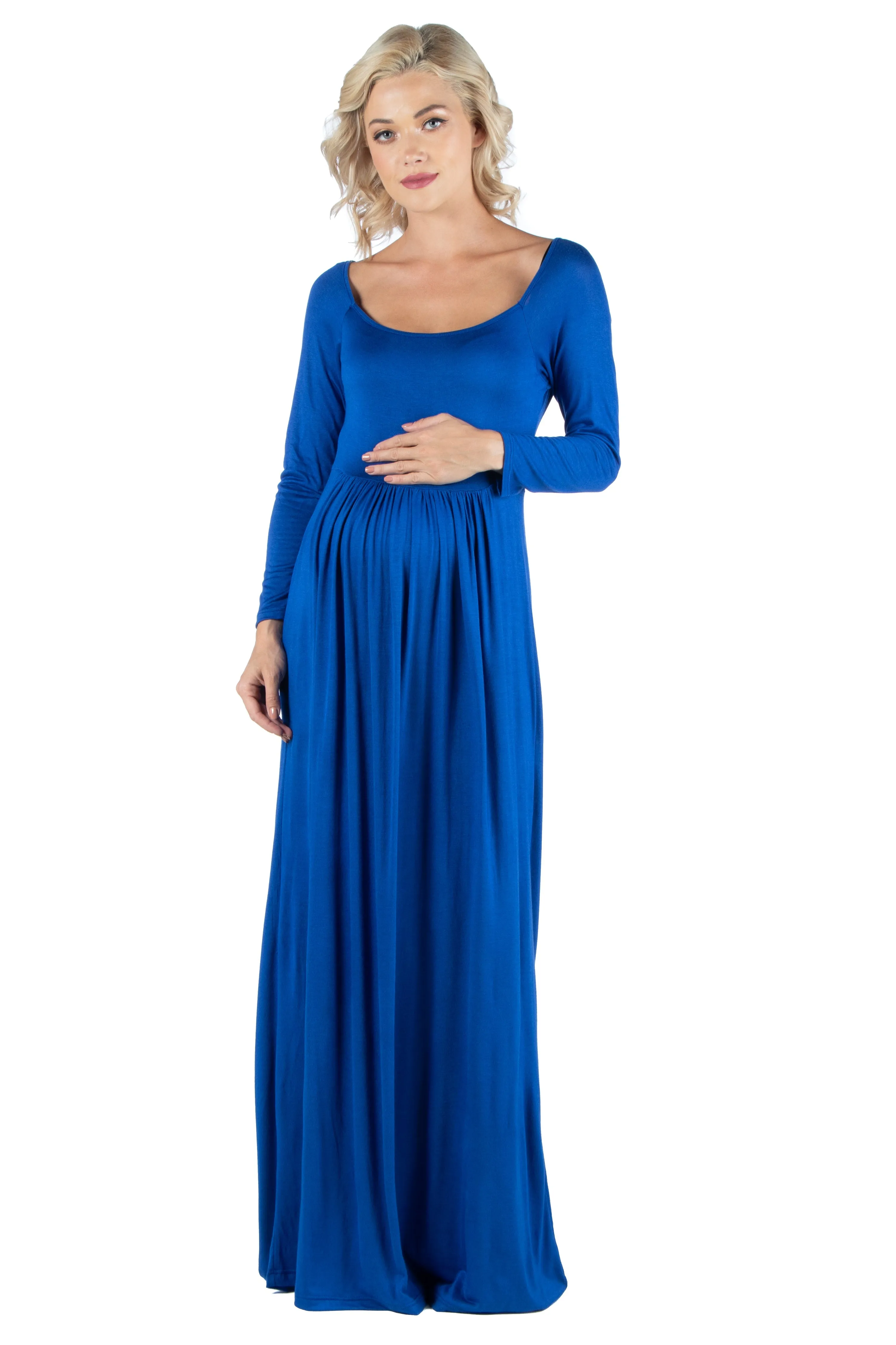 Empire Waist Long Sleeve Maternity Maxi Dress sold by 24/7 Comfort Apparel product image thumbnail 5