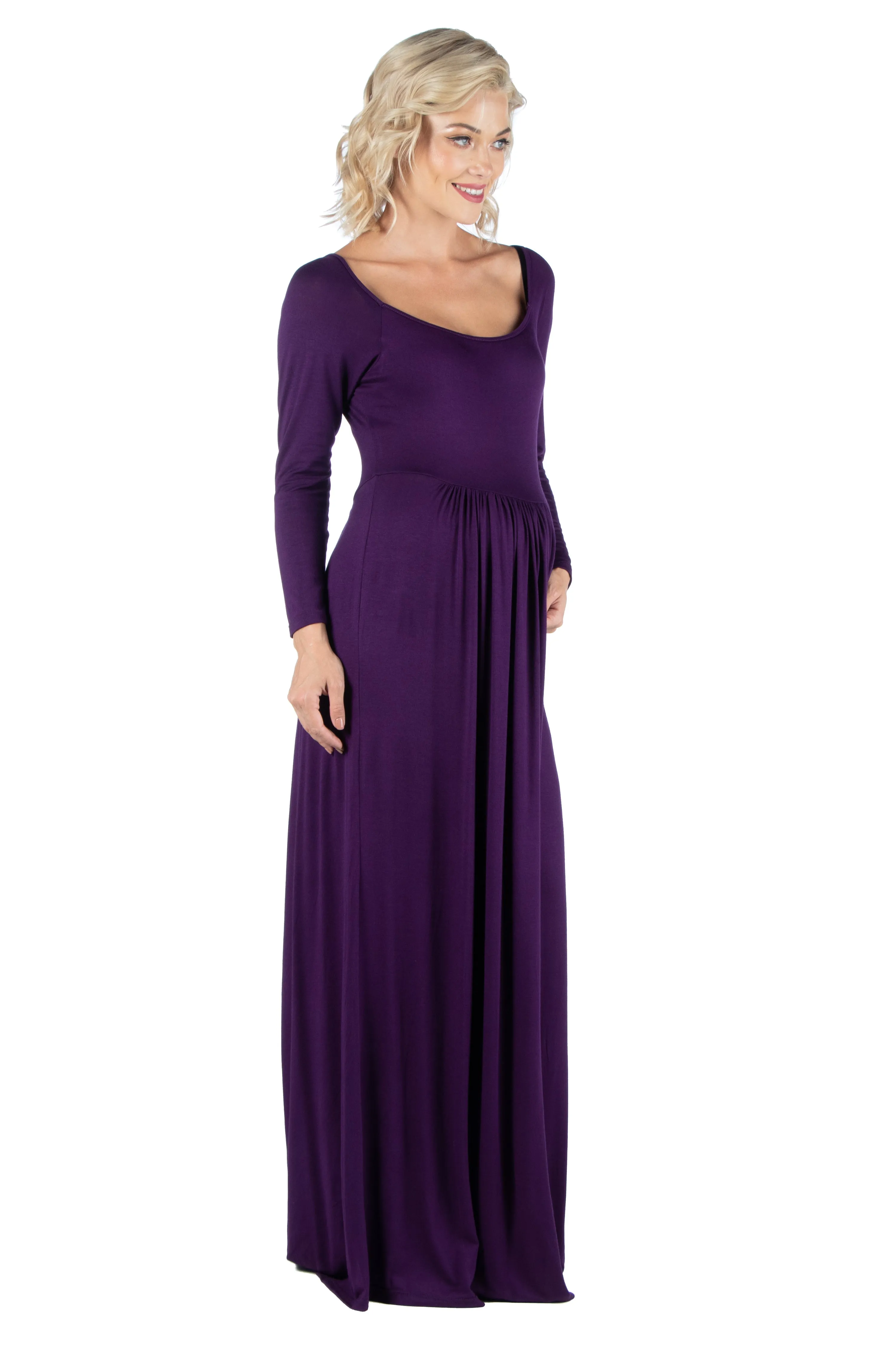 Empire Waist Long Sleeve Maternity Maxi Dress sold by 24/7 Comfort Apparel product image thumbnail 2