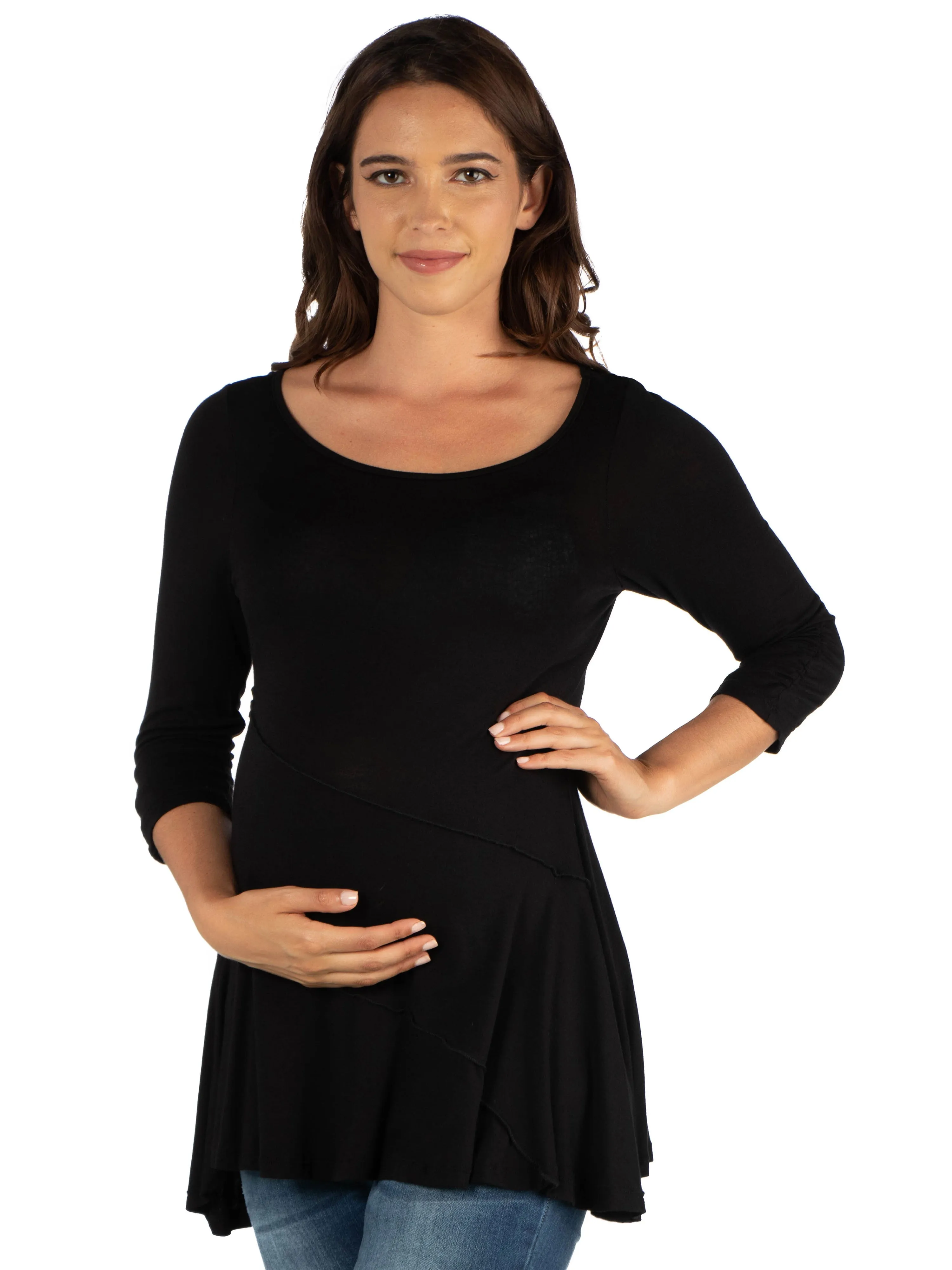 Ruched Sleeve Swing Maternity Tunic Top sold by 24/7 Comfort Apparel product image thumbnail 3