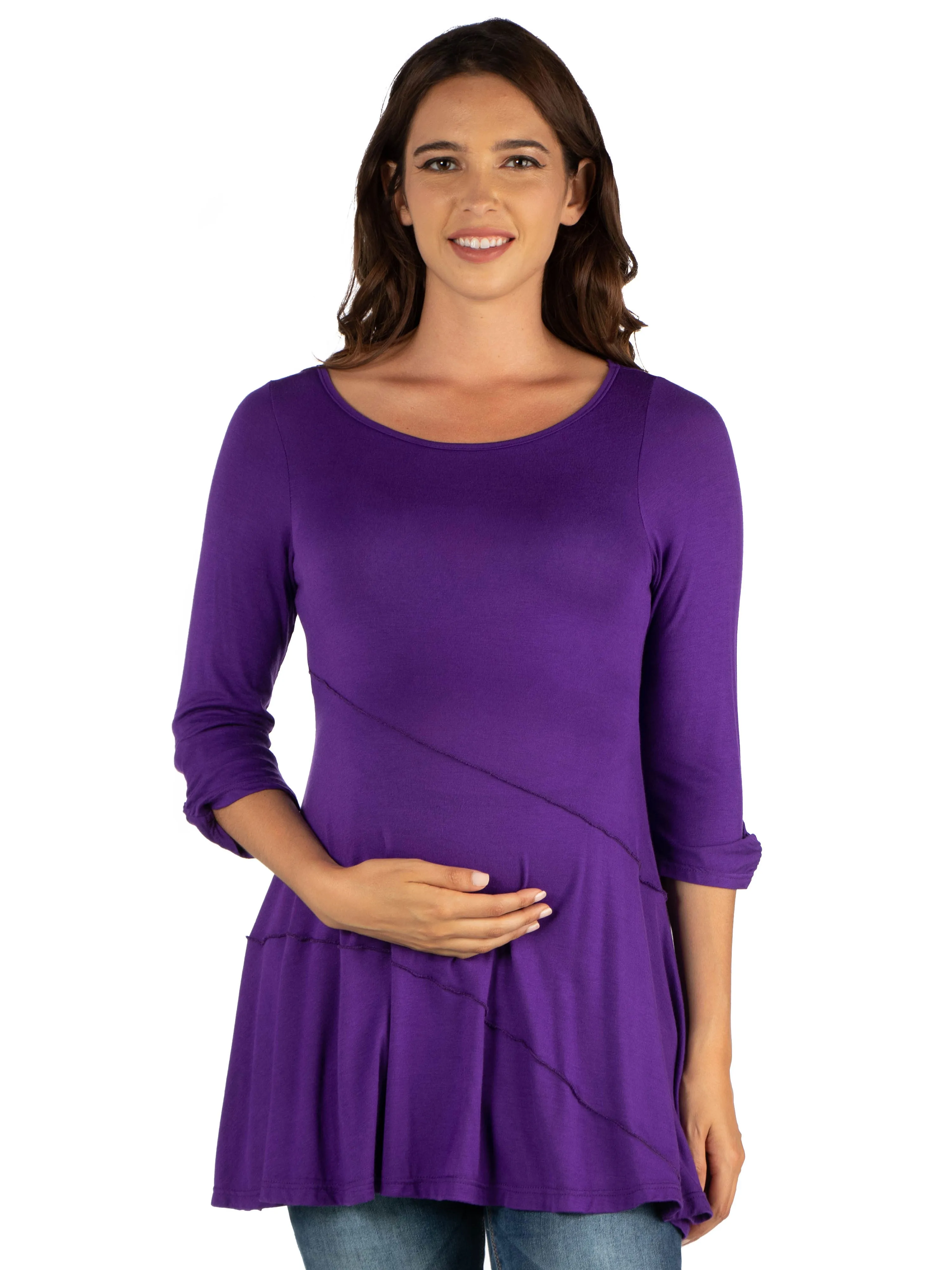 Ruched Sleeve Swing Maternity Tunic Top sold by 24/7 Comfort Apparel product image thumbnail 4