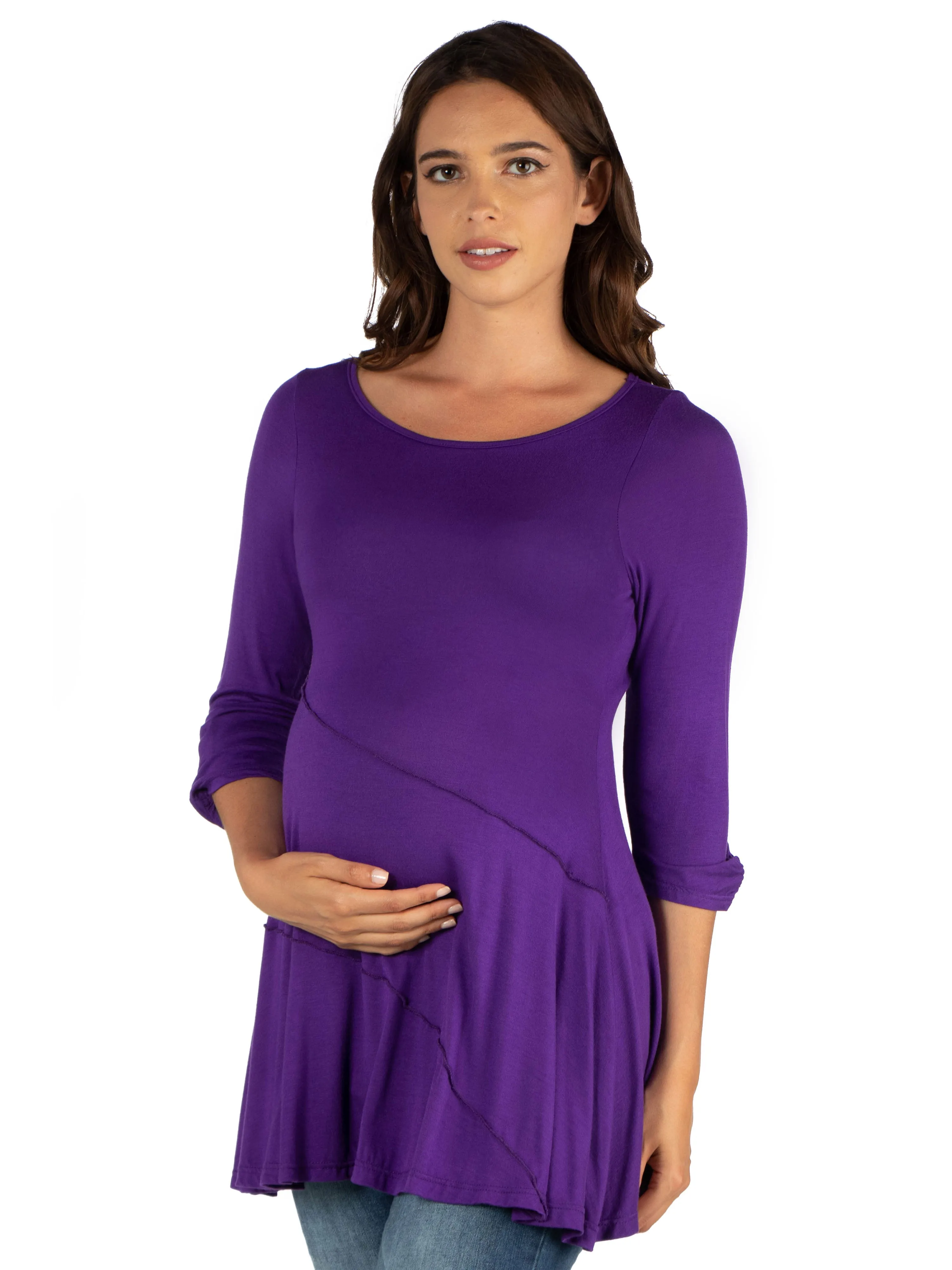 Ruched Sleeve Swing Maternity Tunic Top sold by 24/7 Comfort Apparel product image thumbnail 2