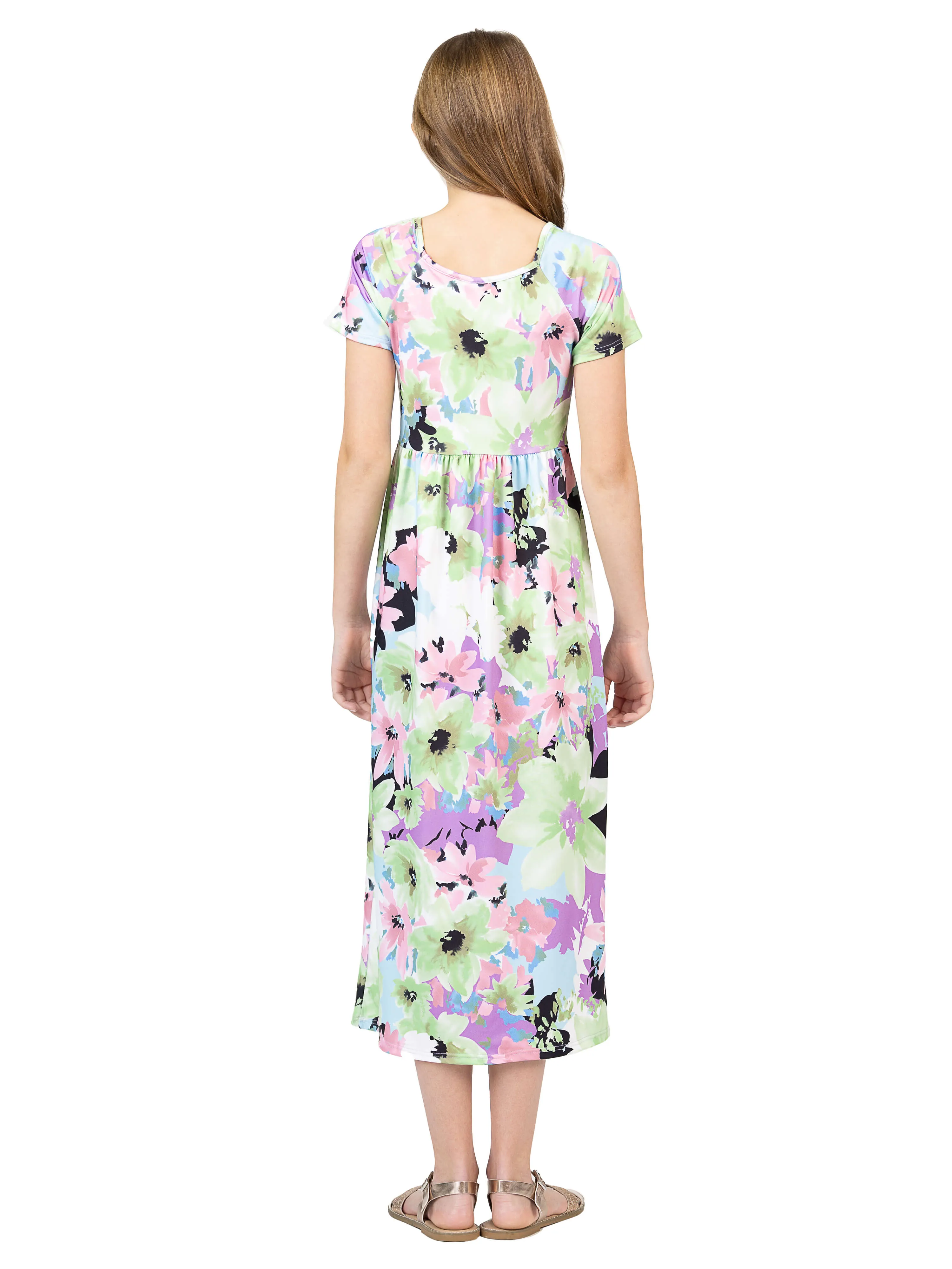 24sevenkid Girls Pastel Floral Print Short Sleeve Maxi Dress sold by 24/7 Comfort Apparel product image thumbnail 5