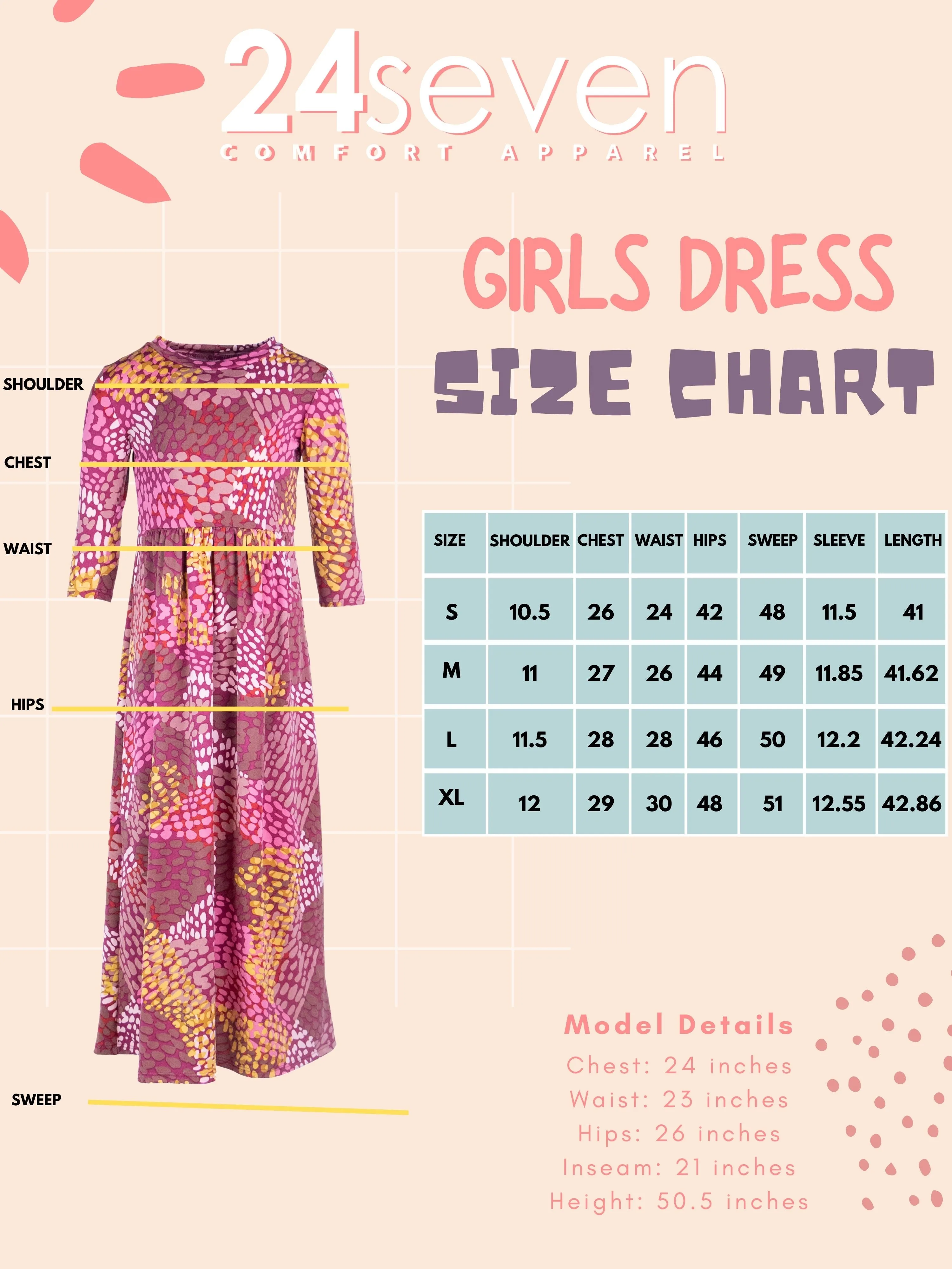 Girls Fall Print Three Quarter Sleeve Pleated Maxi Dress sold by 24/7 Comfort Apparel product image thumbnail 5
