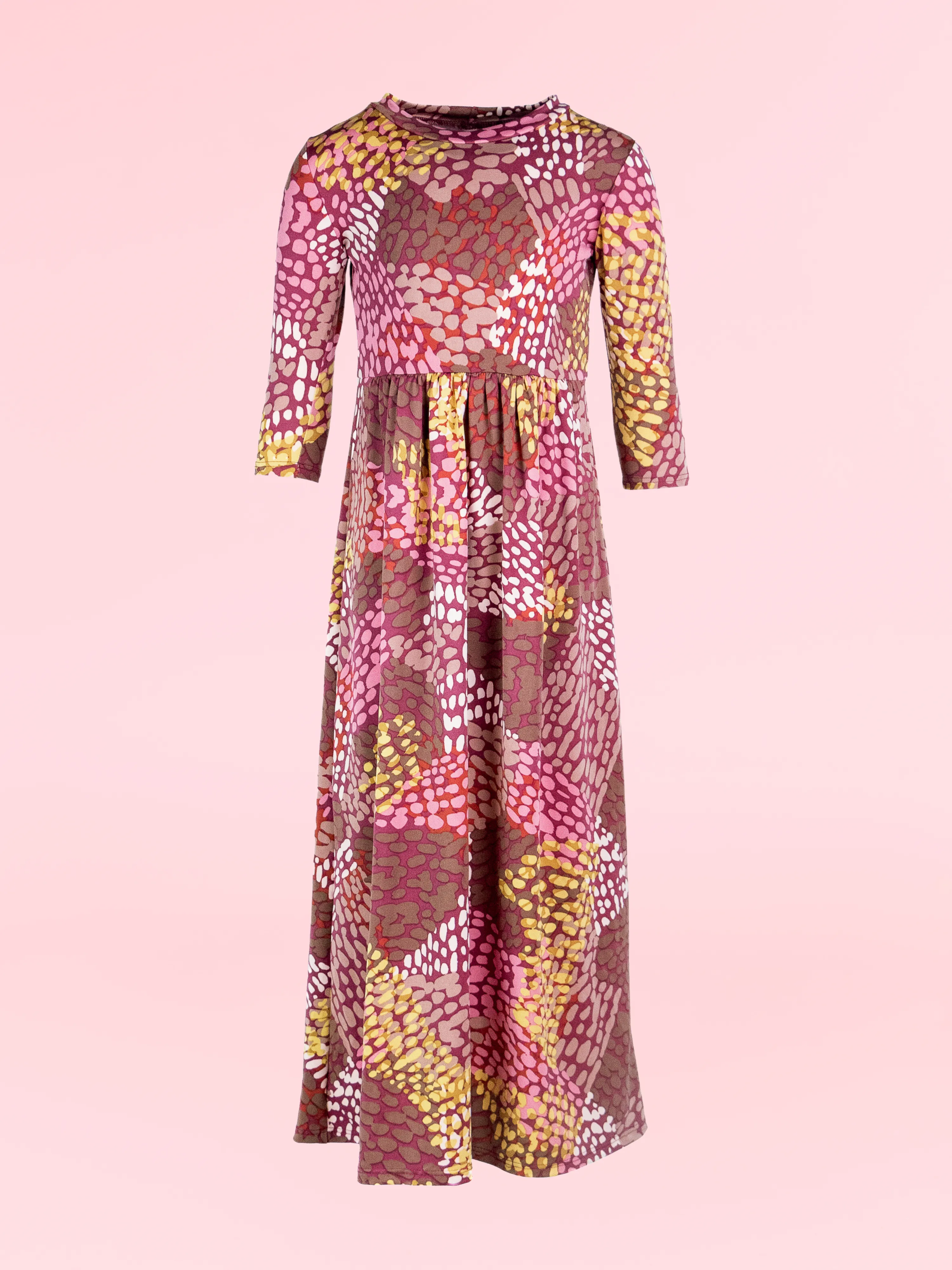 Girls Fall Print Three Quarter Sleeve Pleated Maxi Dress sold by 24/7 Comfort Apparel product image thumbnail 2