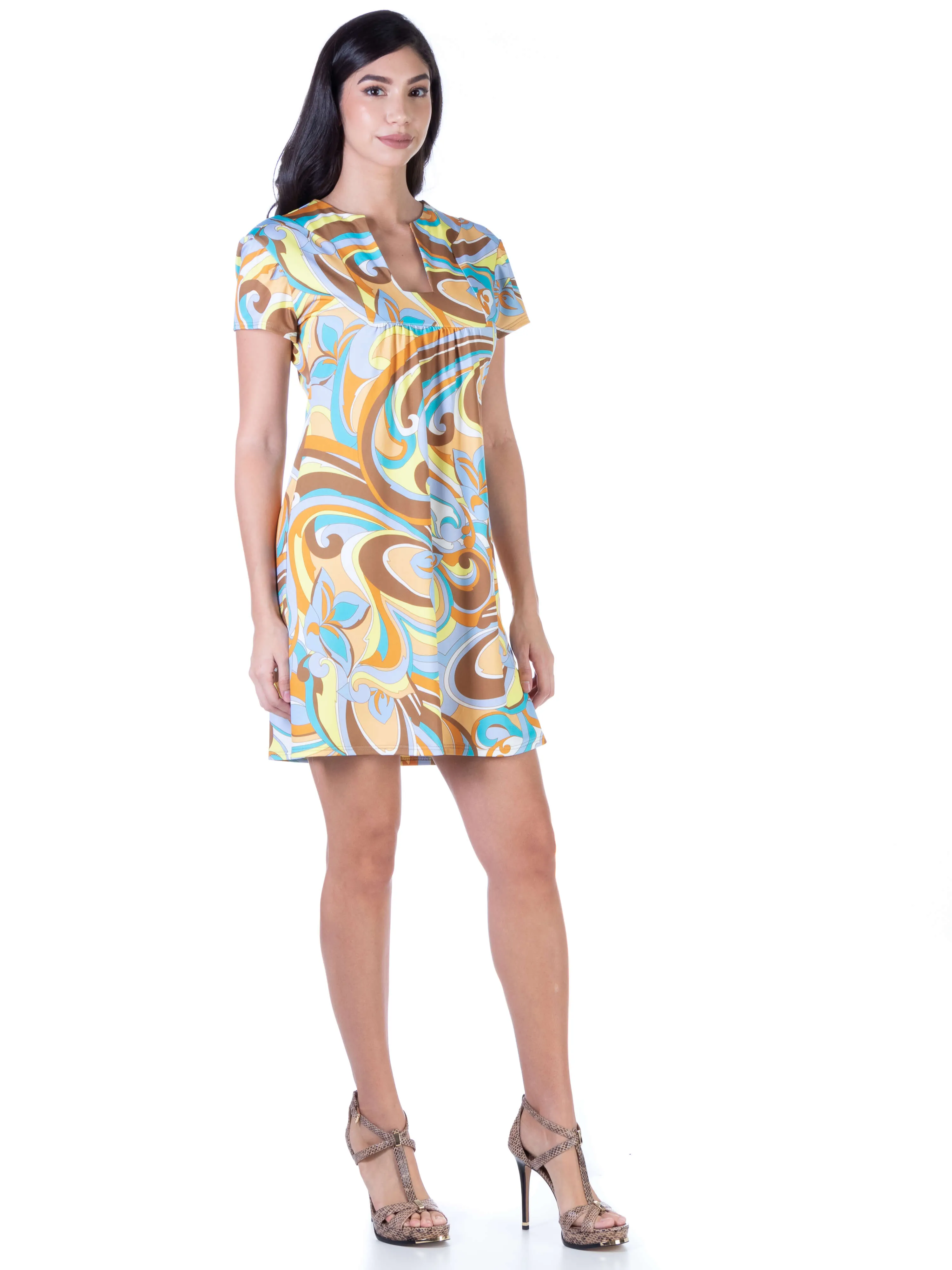 Blue Short Sleeve Loose Fit Summer Casual Mini Dress sold by 24/7 Comfort Apparel product image thumbnail 3