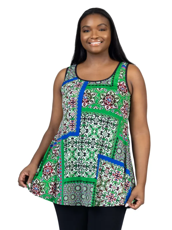 Casual Green Print Plus Size Scoop Neck Tank Top sold by 24/7 Comfort Apparel