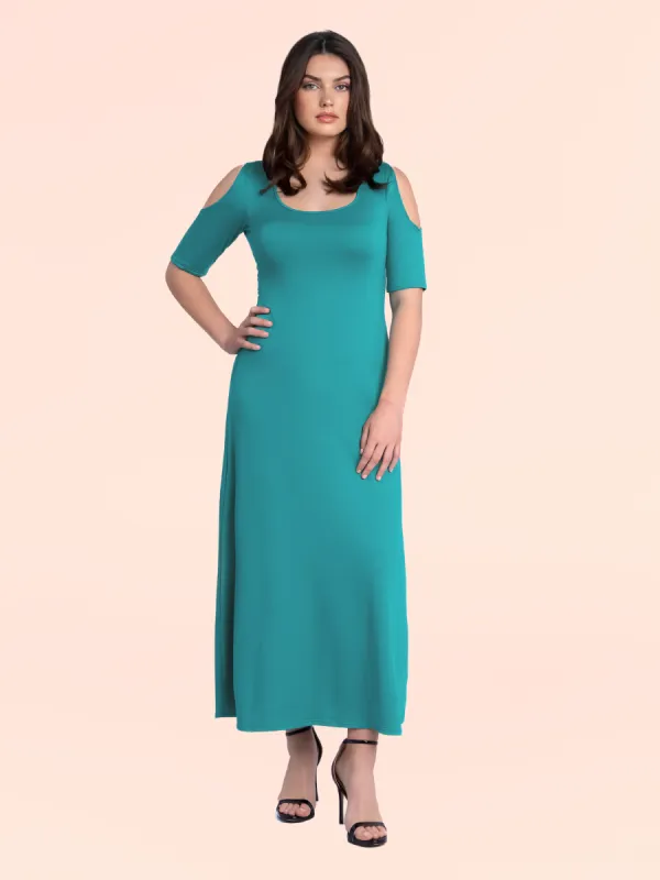 Half Sleeve Open Shoulder Maxi Dress sold by 24/7 Comfort Apparel