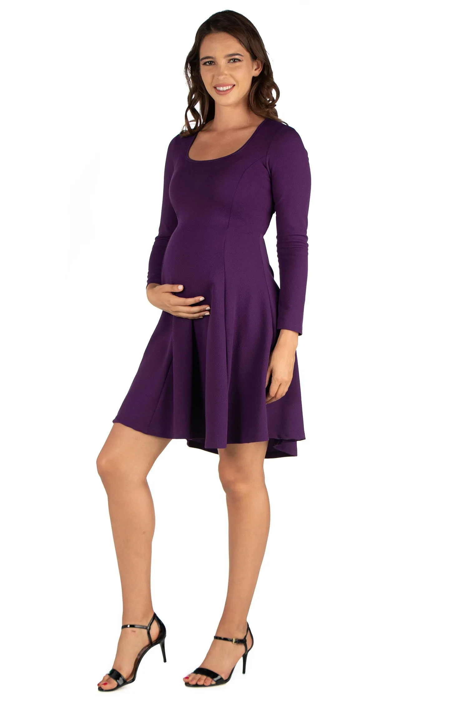 Long Sleeve Knee Length Maternity Skater Dress sold by 24/7 Comfort Apparel