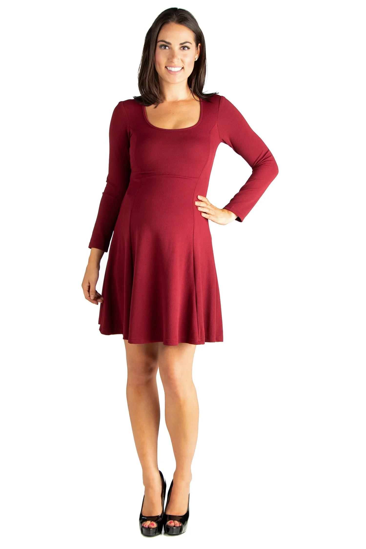 Long Sleeve Knee Length Maternity Skater Dress sold by 24/7 Comfort Apparel product image thumbnail 3