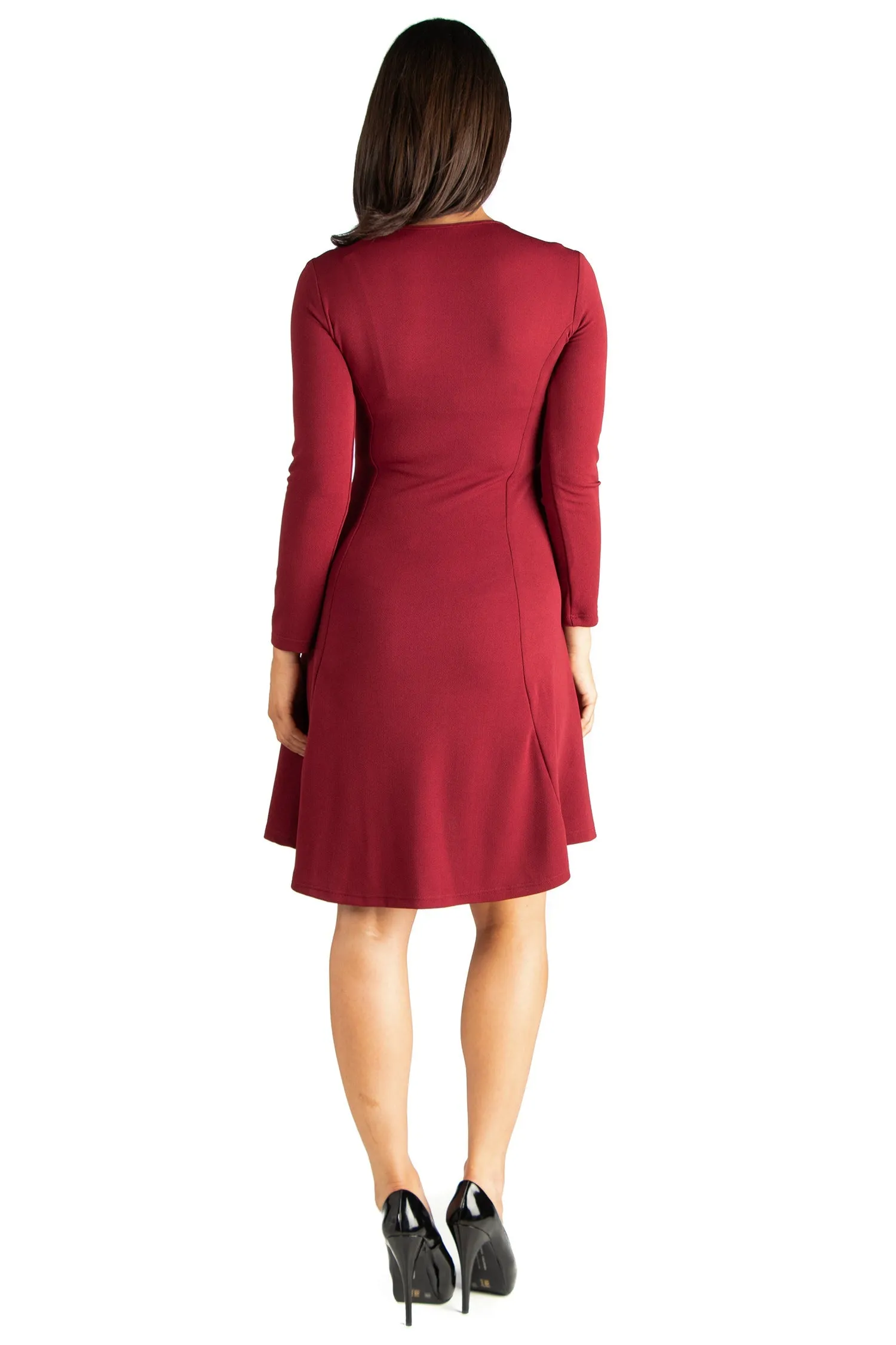 Long Sleeve Knee Length Maternity Skater Dress sold by 24/7 Comfort Apparel product image thumbnail 5
