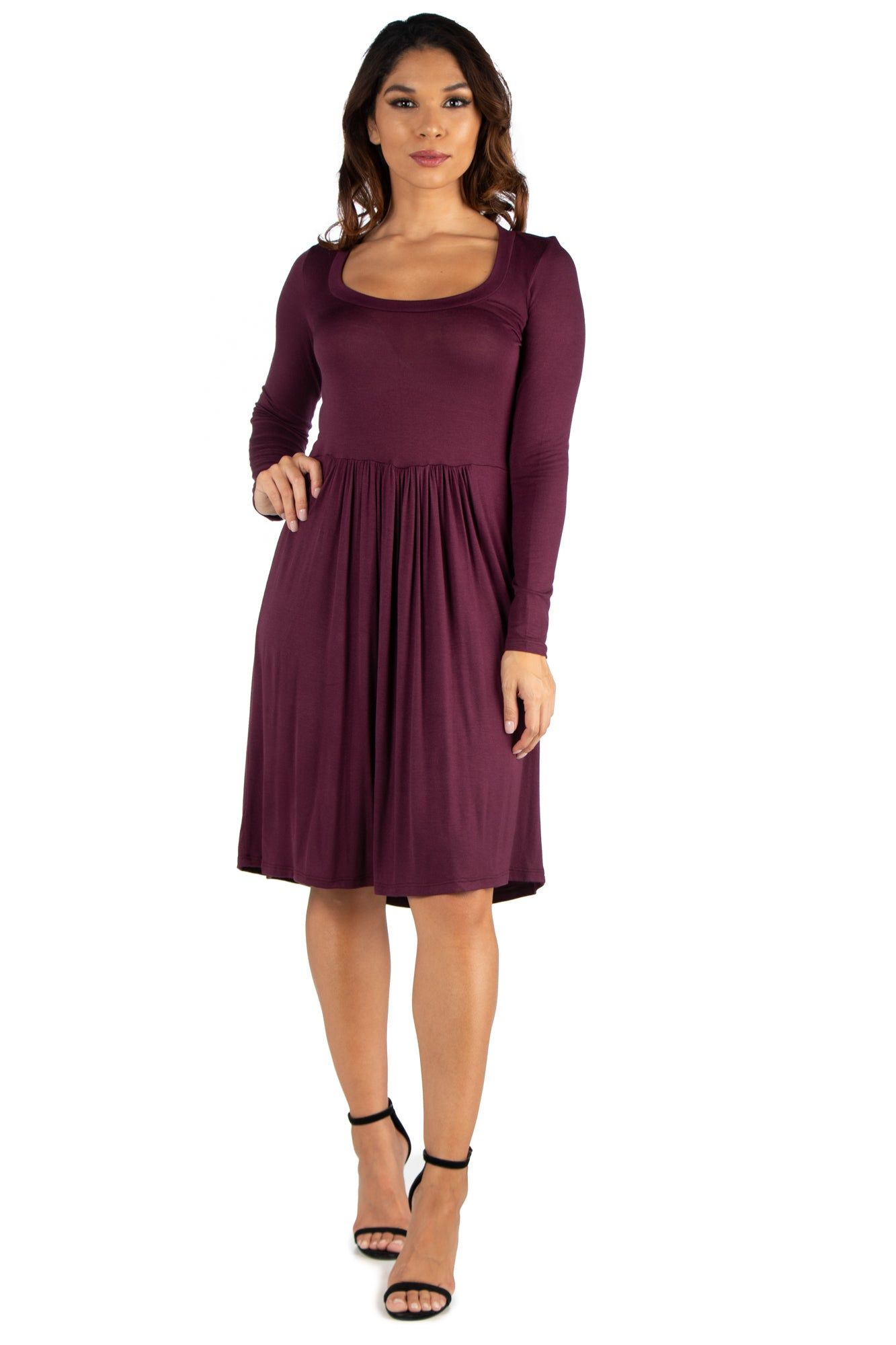 Casual Long Sleeve Pleated Dress sold by 24/7 Comfort Apparel product image thumbnail 4