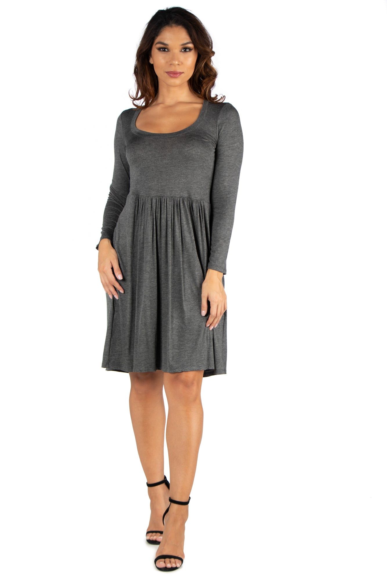 Casual Long Sleeve Pleated Dress sold by 24/7 Comfort Apparel product image thumbnail 3