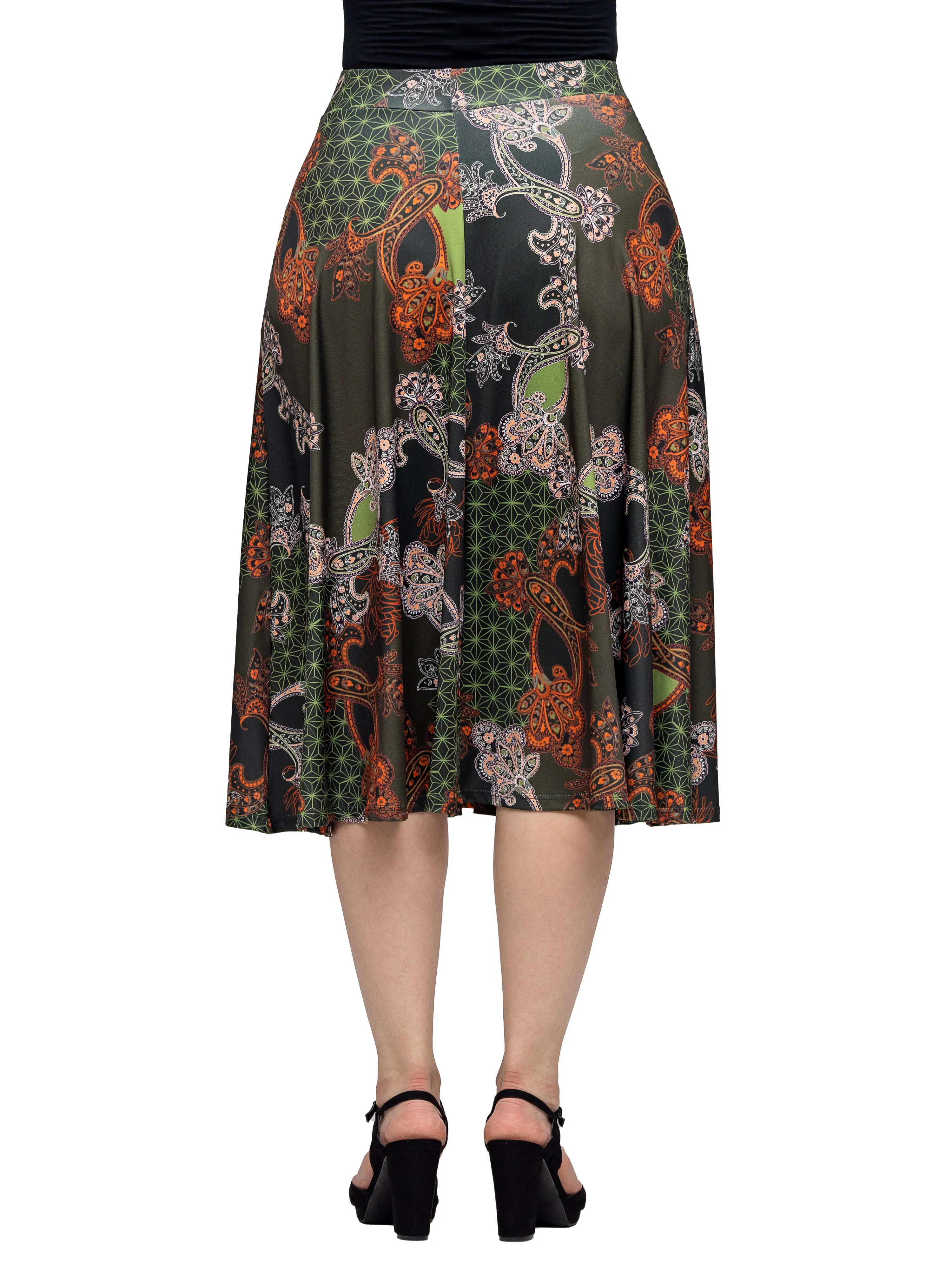 Green Print Elastic Waist Pocket Midi Skirt sold by 24/7 Comfort Apparel product image thumbnail 3