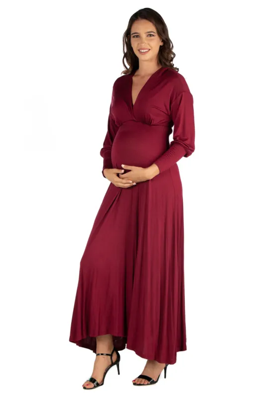 V-Neck Long Sleeve Maternity Maxi Dress sold by 24/7 Comfort Apparel