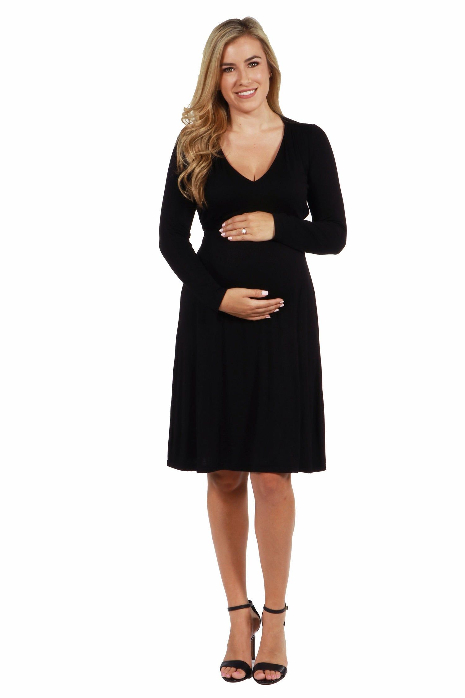 Long Sleeve V-Neck Maternity Dress sold by 24/7 Comfort Apparel product image thumbnail 3