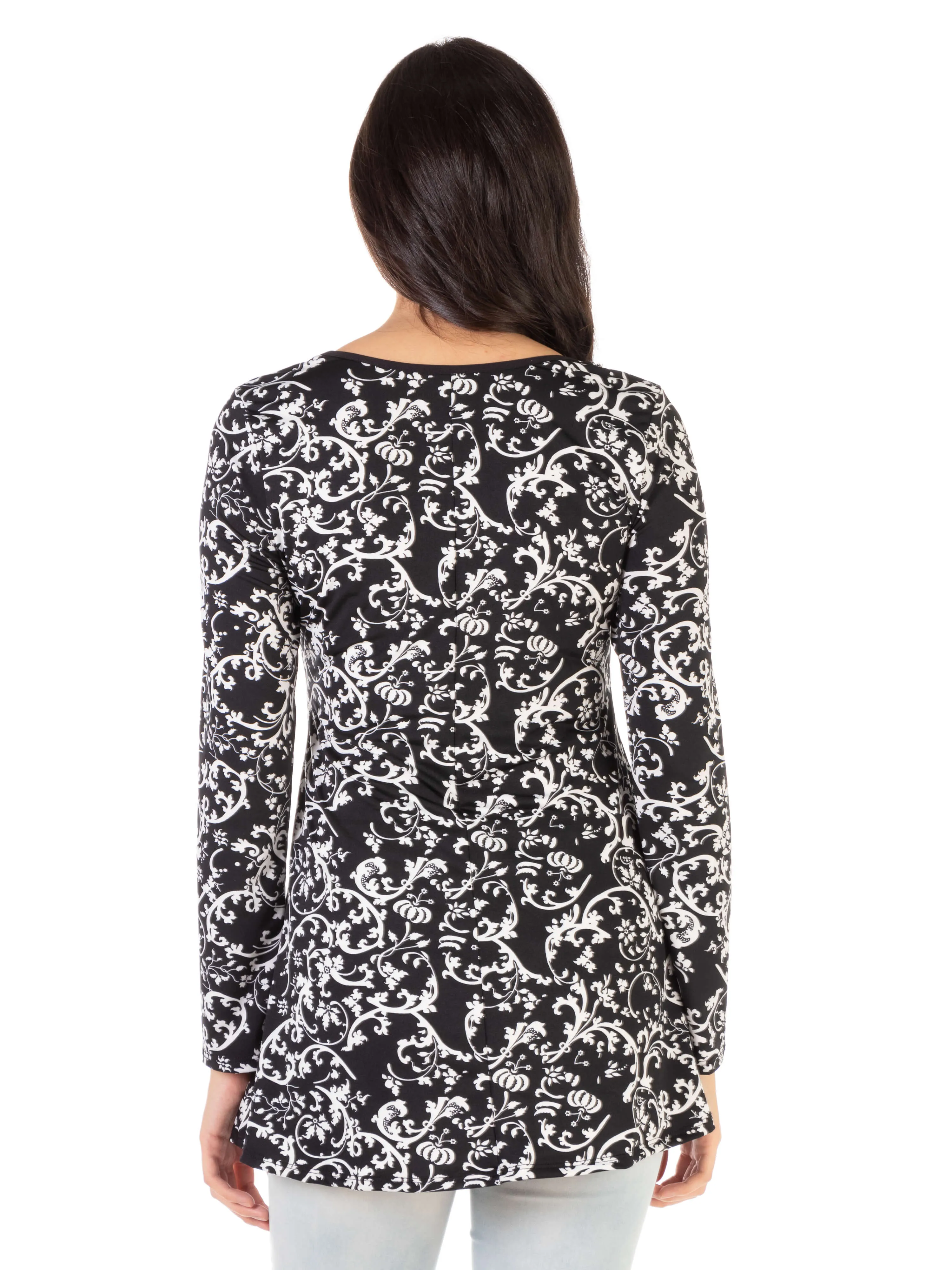 Floral Black Long Sleeve Tunic Top sold by 24/7 Comfort Apparel product image thumbnail 3