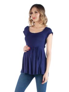 Slim Fit Babydoll Maternity Top with Cap Sleeves sold by 24/7 Comfort Apparel