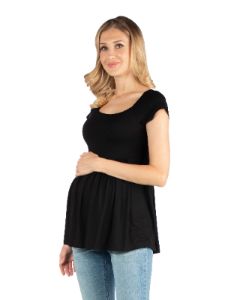 Slim Fit Babydoll Maternity Top with Cap Sleeves sold by 24/7 Comfort Apparel