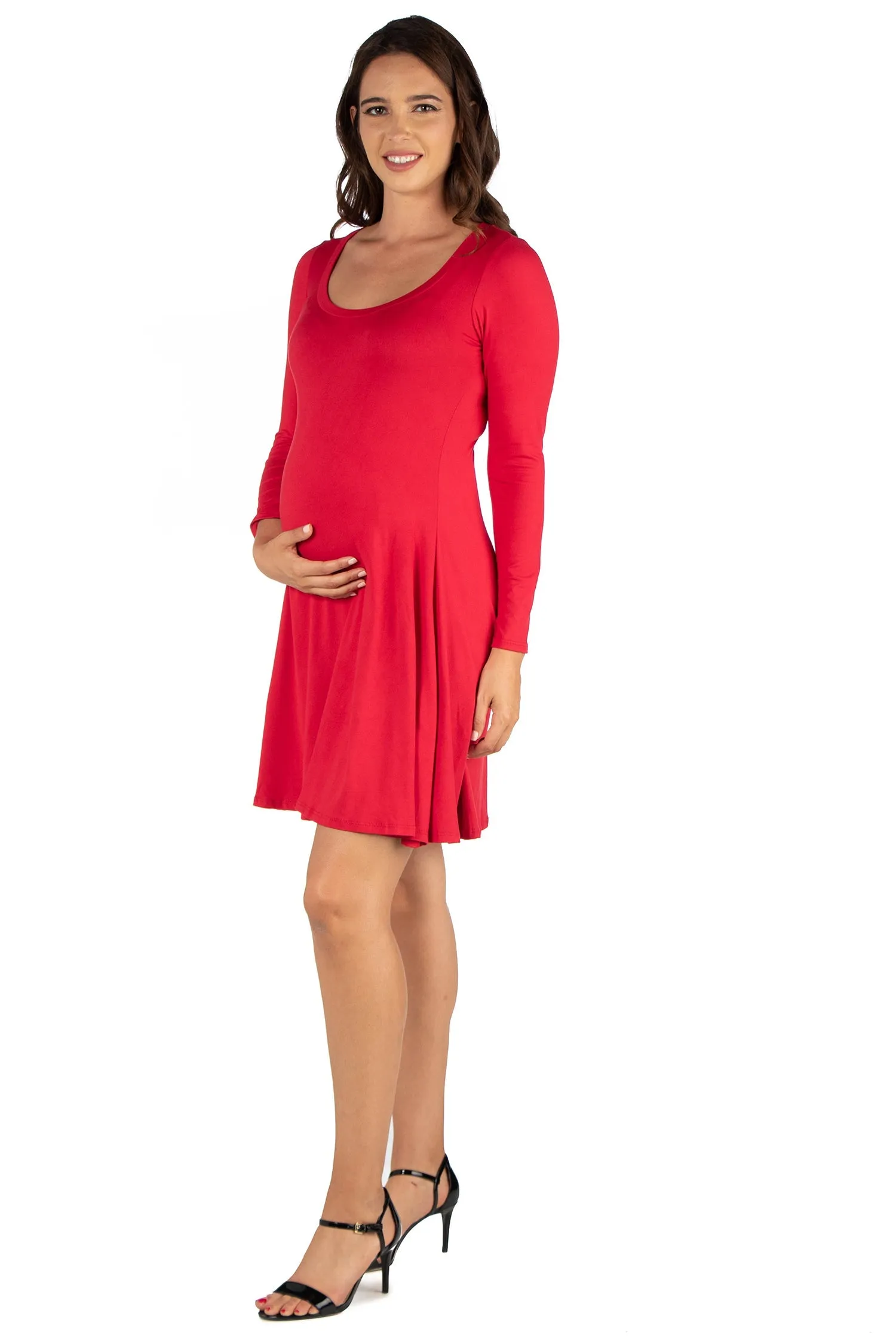 Long Sleeve Flared Maternity Mini Dress sold by 24/7 Comfort Apparel product image thumbnail 5