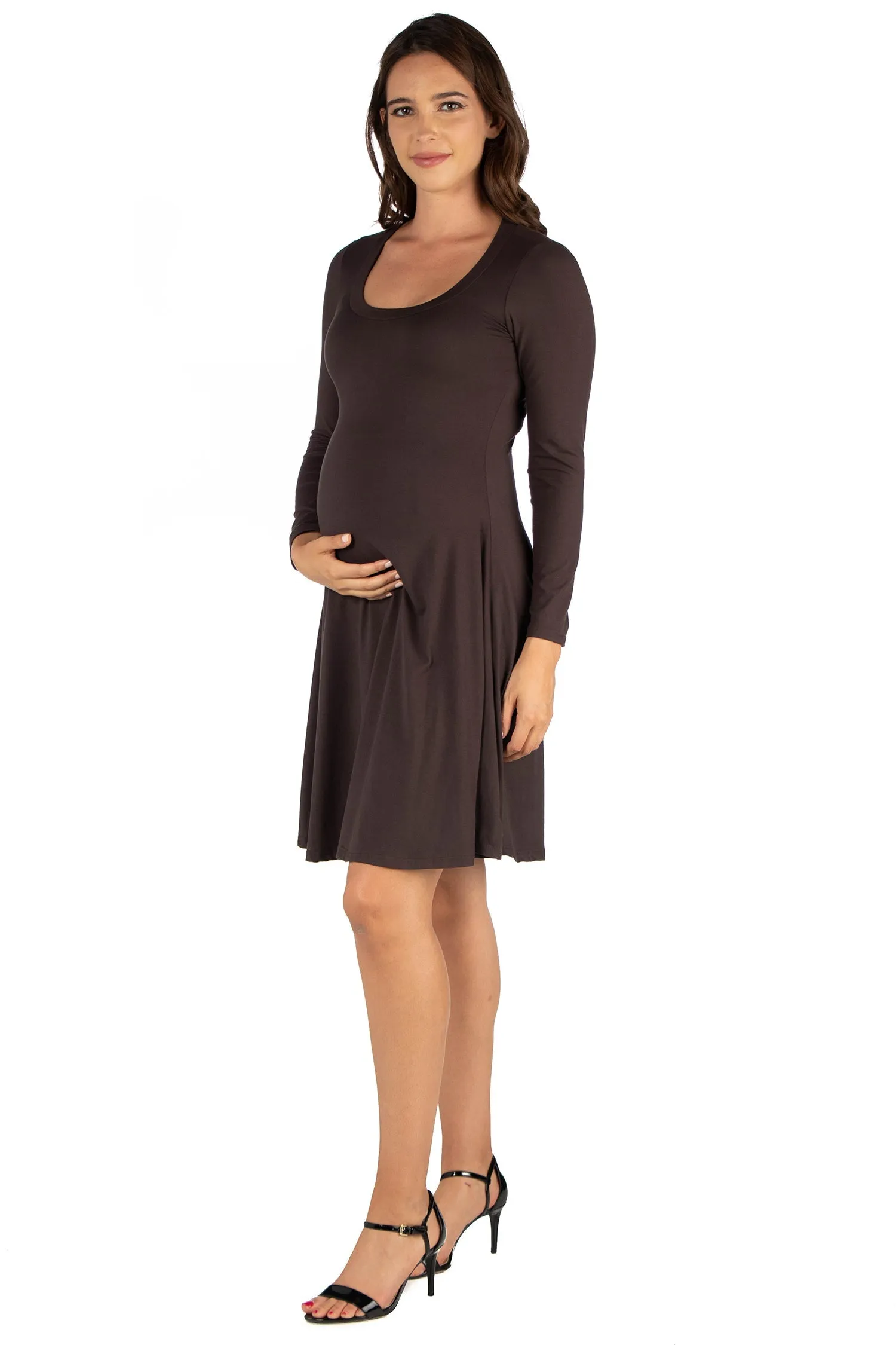 Long Sleeve Flared Maternity Mini Dress sold by 24/7 Comfort Apparel product image thumbnail 3