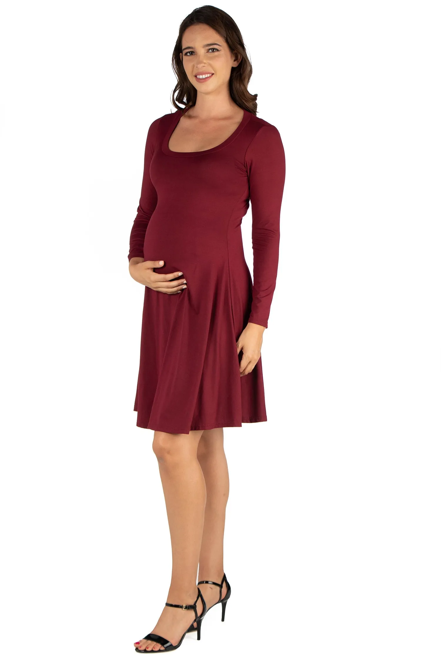 Long Sleeve Flared Maternity Mini Dress sold by 24/7 Comfort Apparel product image thumbnail 4