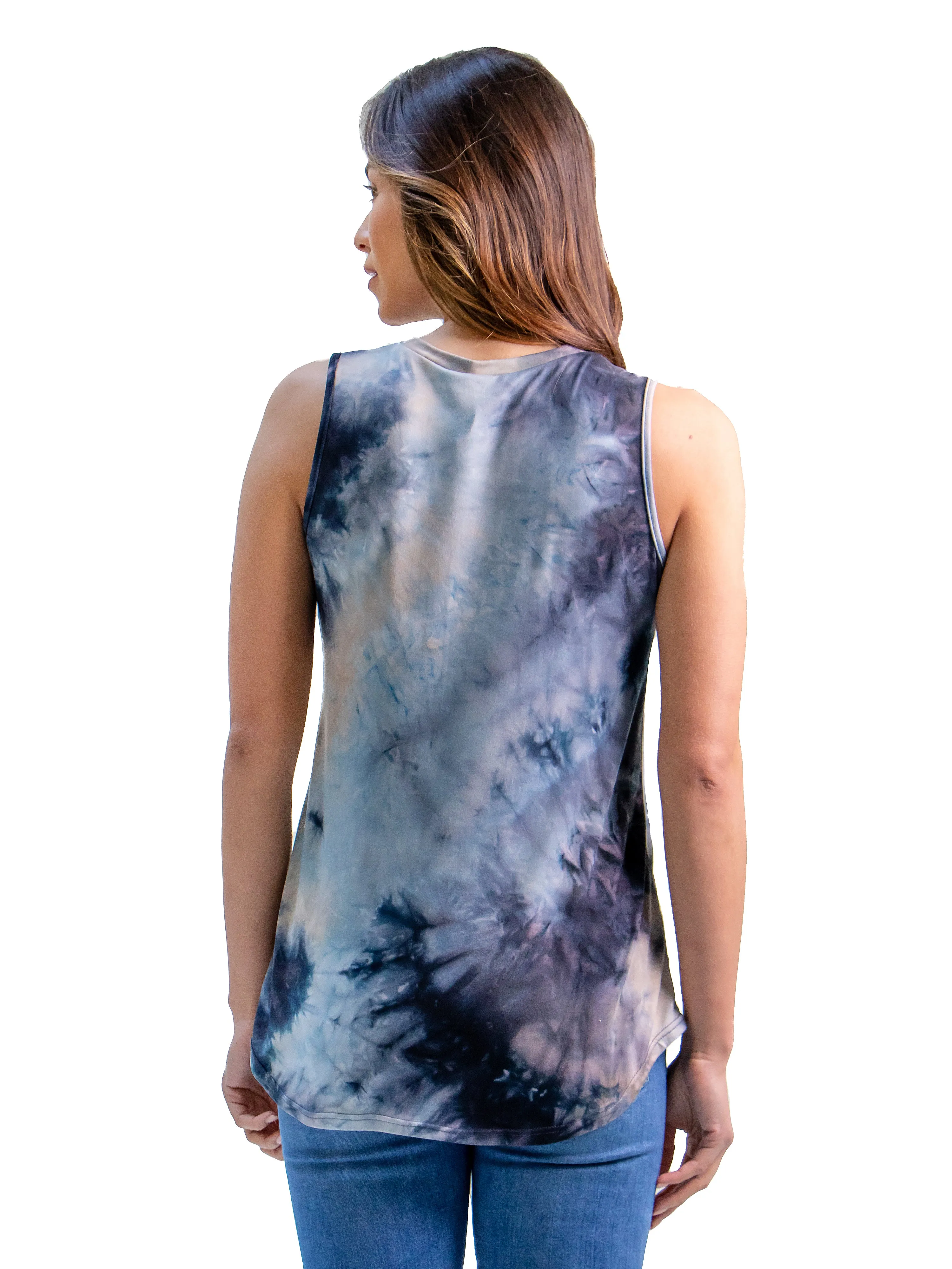Rounded Hem V Neck Tie Dye Tank Top sold by 24/7 Comfort Apparel product image thumbnail 3