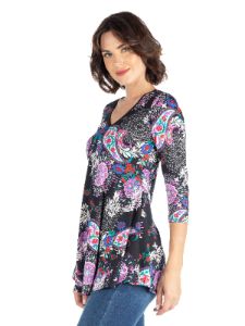 Paisley Print Three Quarter Sleeve Tunic Top sold by 24/7 Comfort Apparel