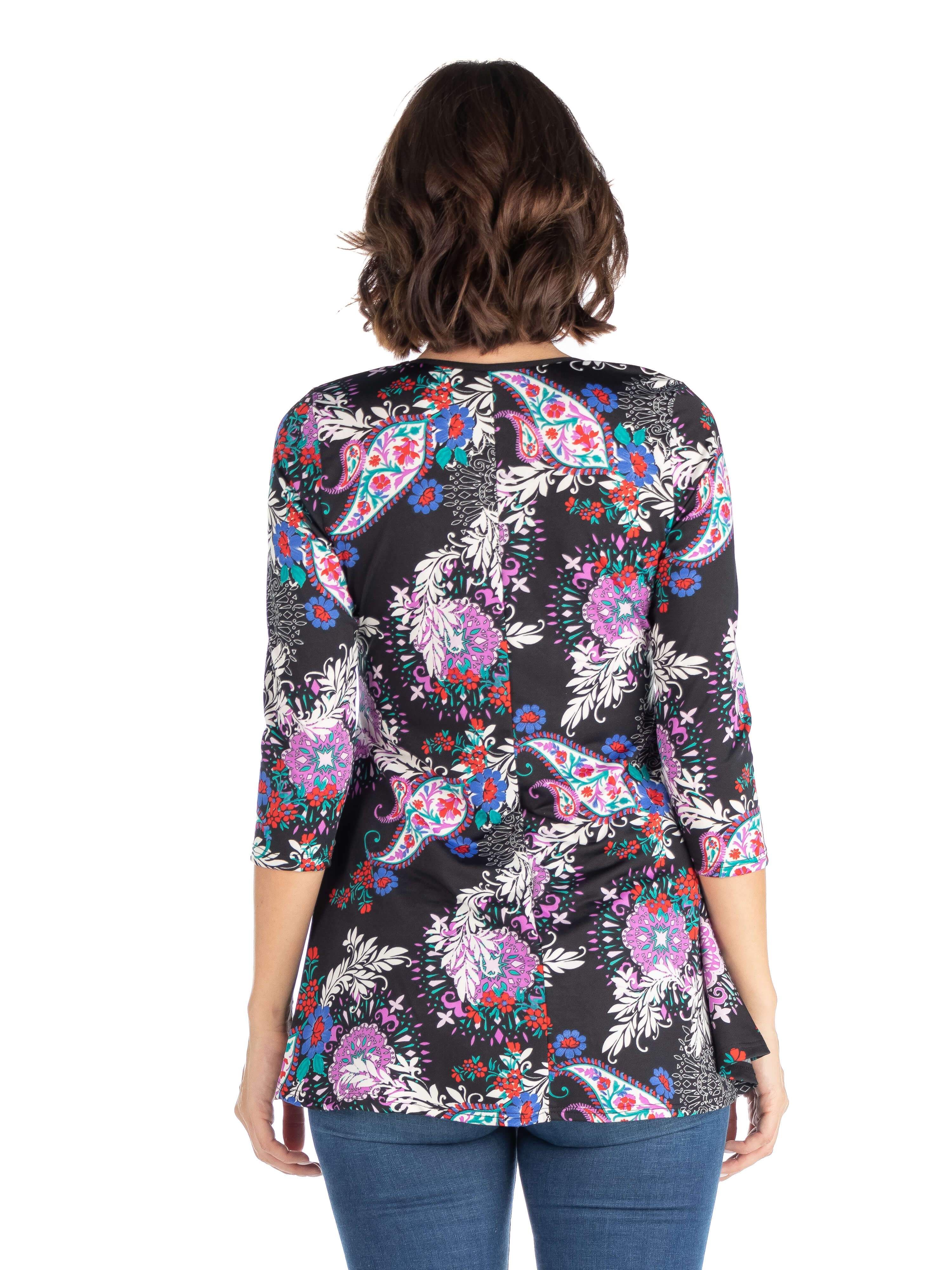 Paisley Print Three Quarter Sleeve Tunic Top sold by 24/7 Comfort Apparel product image thumbnail 3