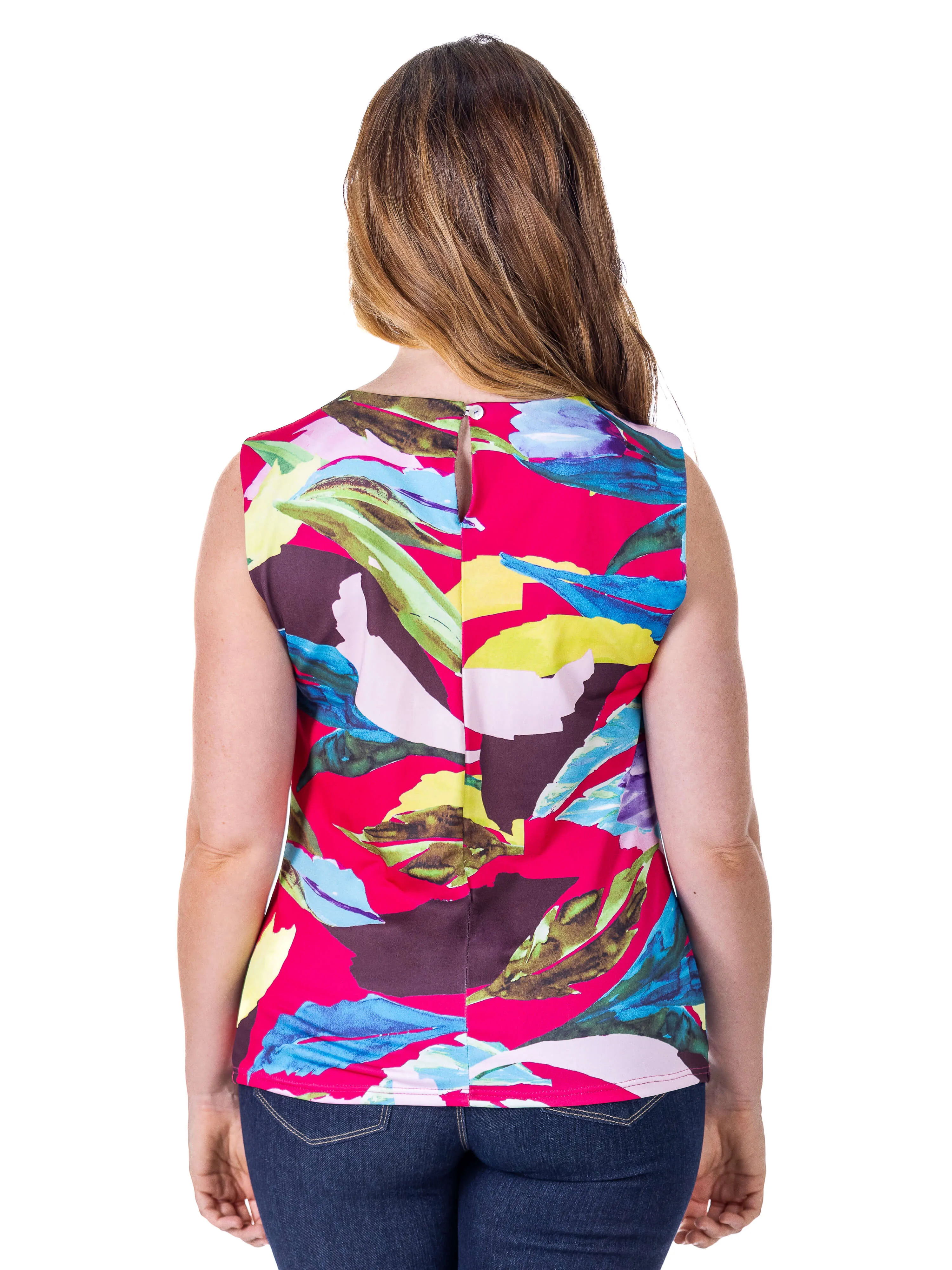 Womens Pink Pleated Crew Neckline Back Closure Sleeveless Top sold by 24/7 Comfort Apparel product image thumbnail 4