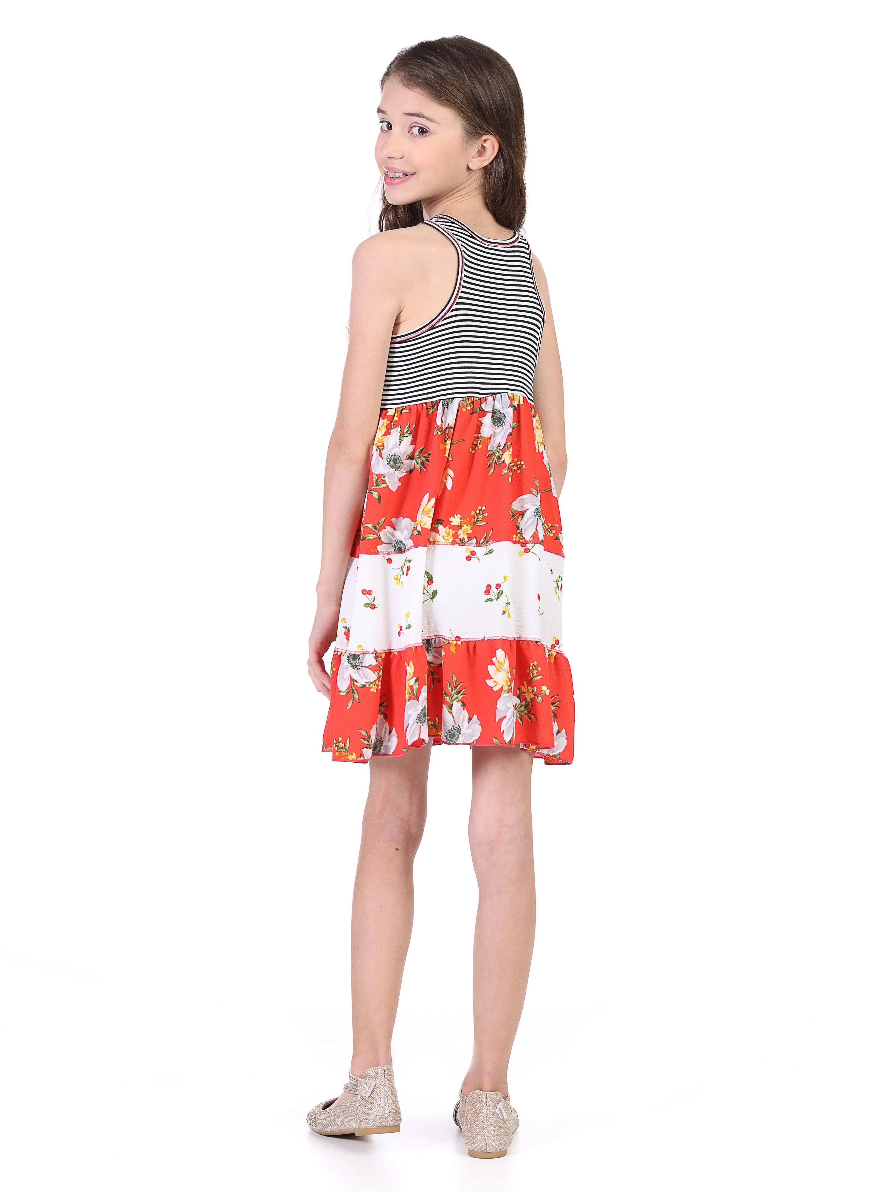 24seven Comfort Apparel Sleeveless Striped Tank Top Knee Length Girls Dress sold by 24/7 Comfort Apparel product image thumbnail 5