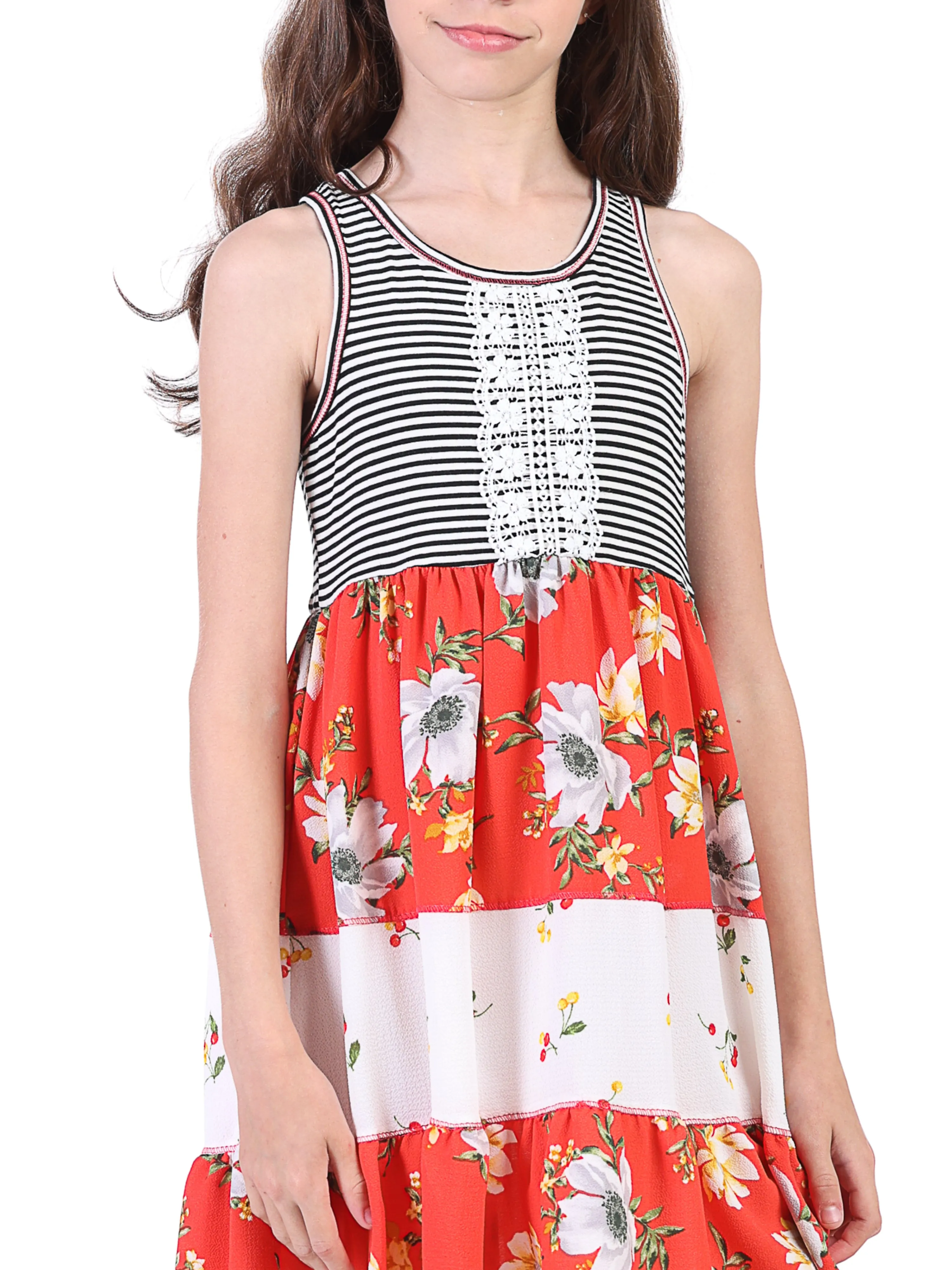 24seven Comfort Apparel Sleeveless Striped Tank Top Knee Length Girls Dress sold by 24/7 Comfort Apparel product image thumbnail 4