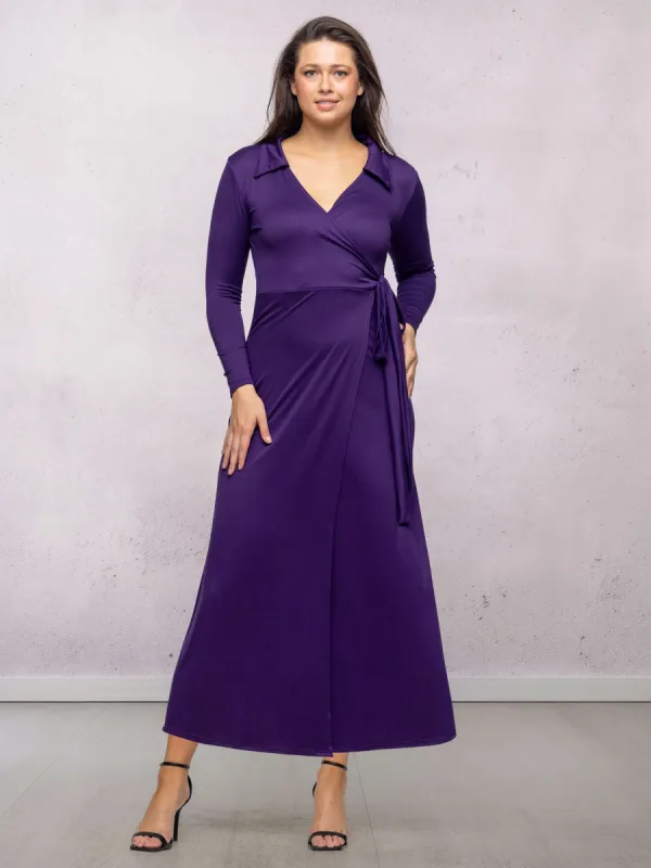 Comfortable Collared Wrap Maxi Dress sold by 24/7 Comfort Apparel