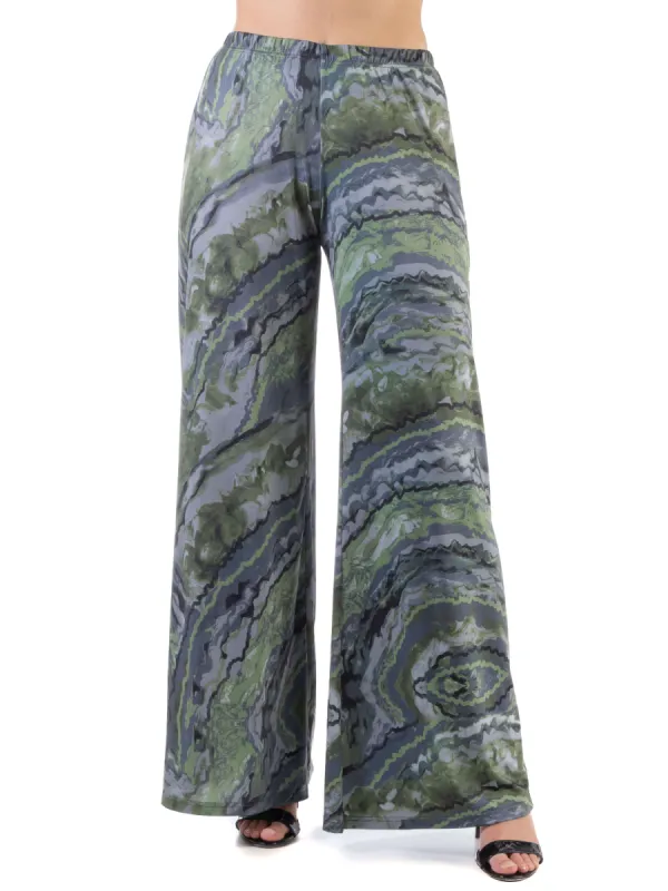 Sage Green Print Elastic Waist Palazzo Pants sold by 24/7 Comfort Apparel