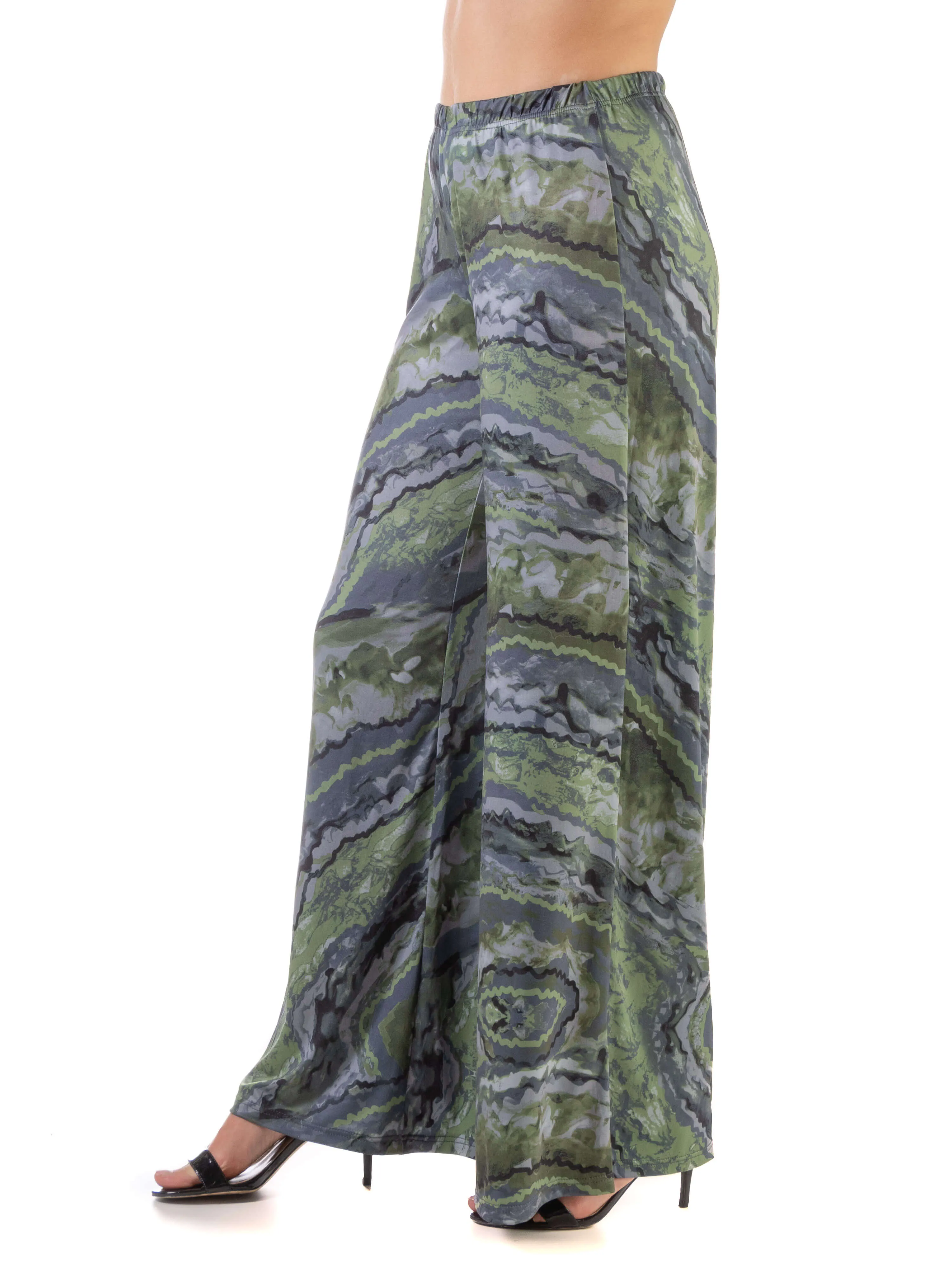 Sage Green Print Elastic Waist Palazzo Pants sold by 24/7 Comfort Apparel product image thumbnail 2
