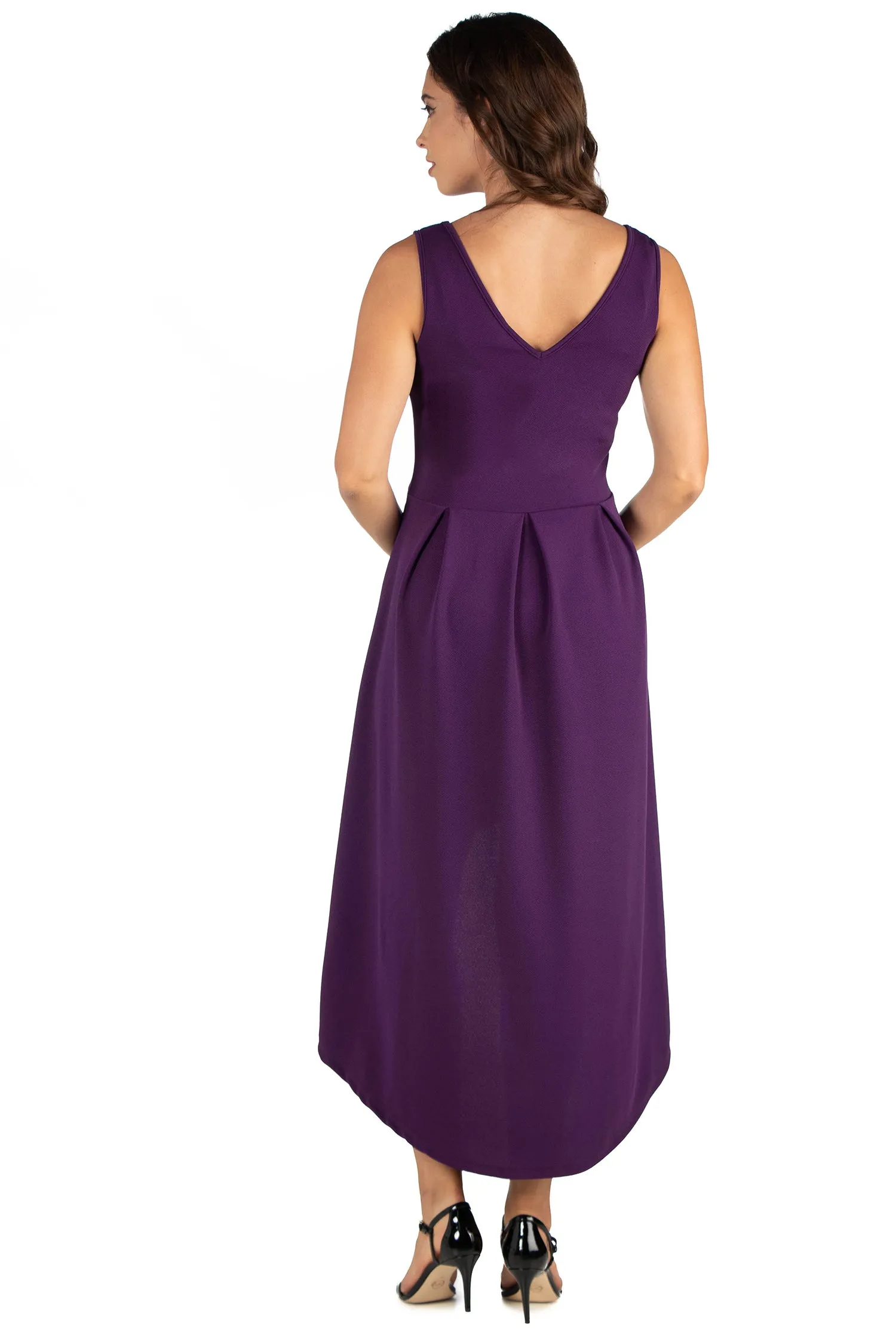 Sleeveless Fit N Flare High Low Maternity Dress sold by 24/7 Comfort Apparel product image thumbnail 5