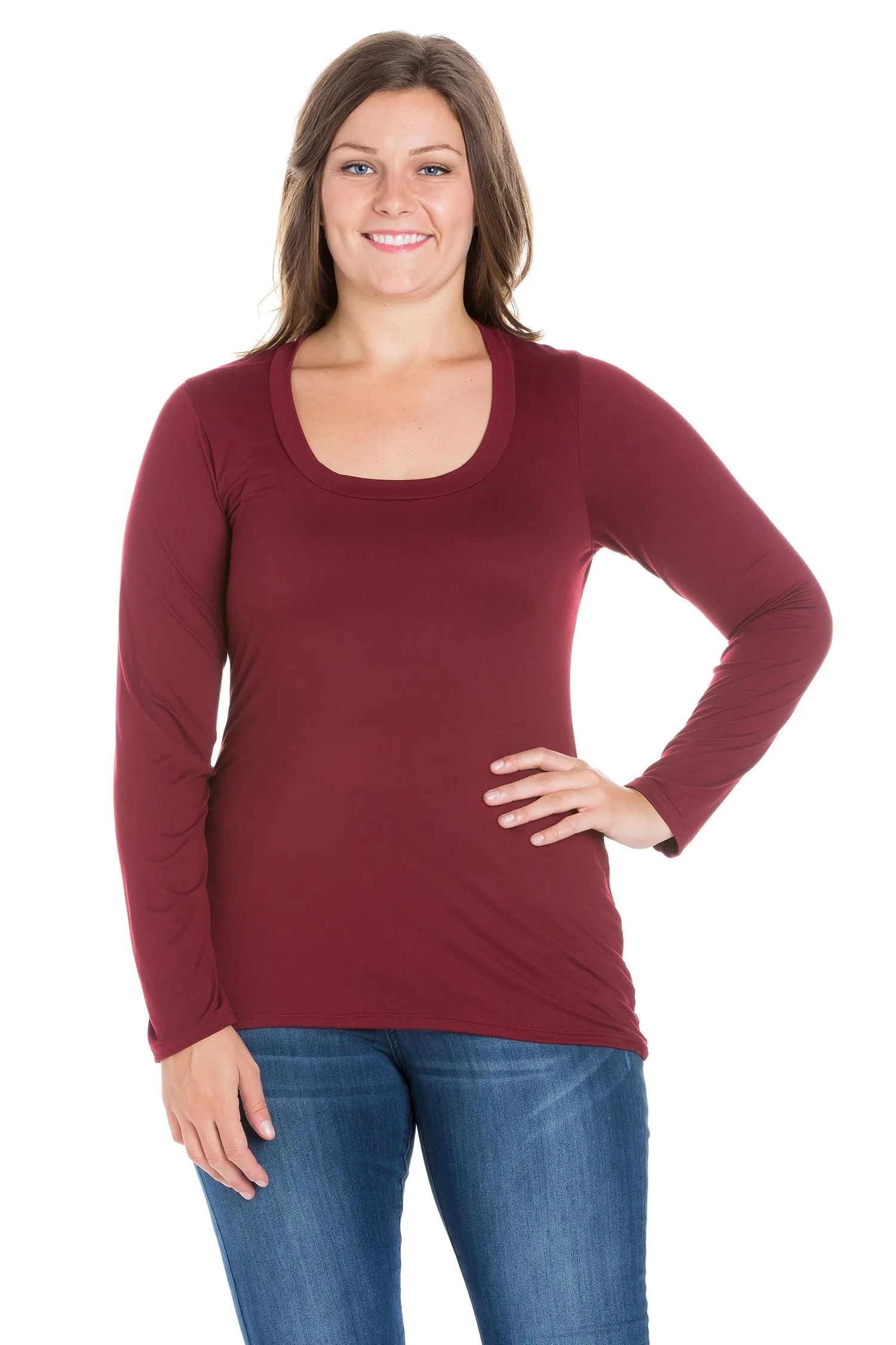 Solid Long Sleeve Scoop Neck Plus Size Womens Tee sold by 24/7 Comfort Apparel product image thumbnail 3